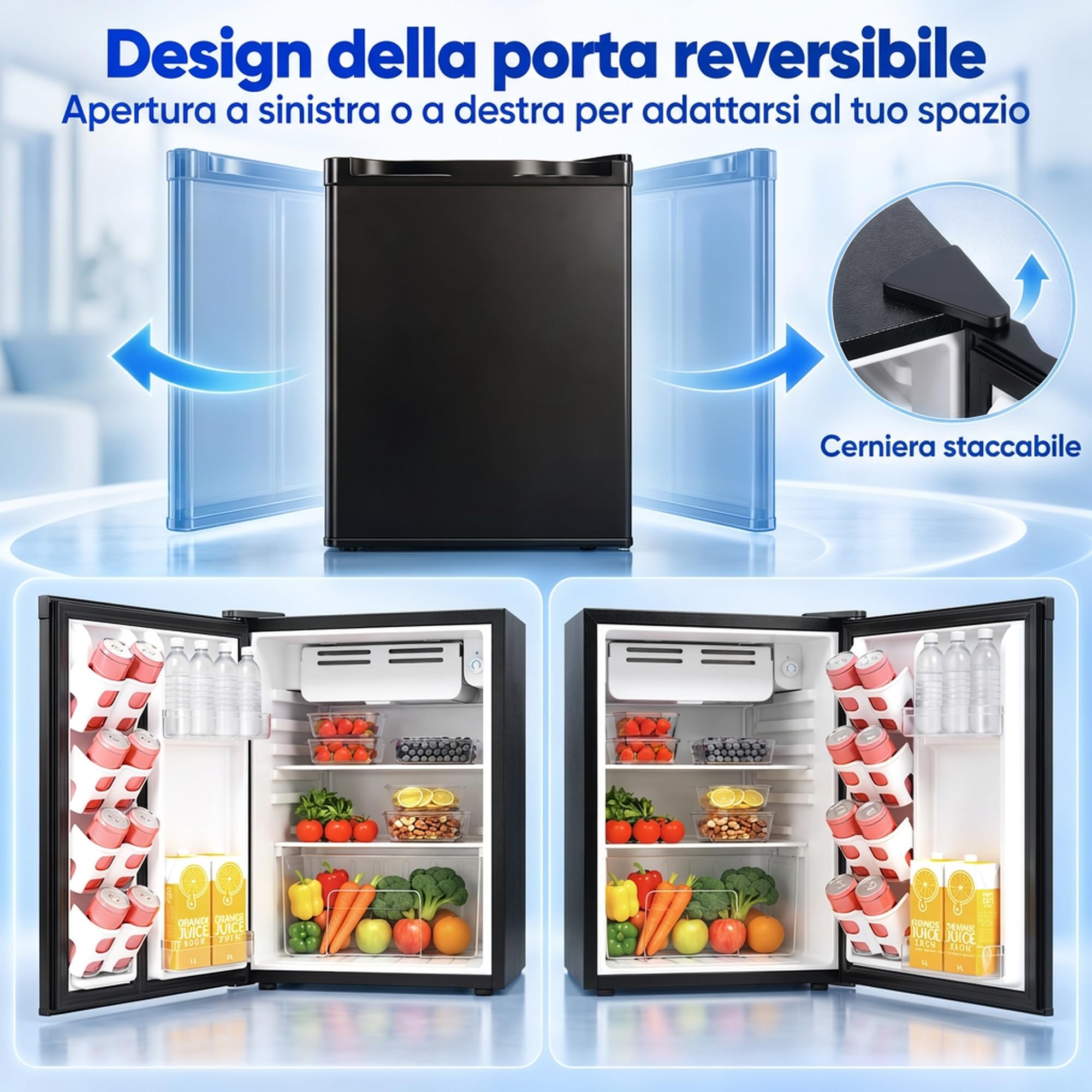 HOMCOM Frigorifero Piccolo 72.5L con Scomparto per Ghiaccio, 43 dB, Nero