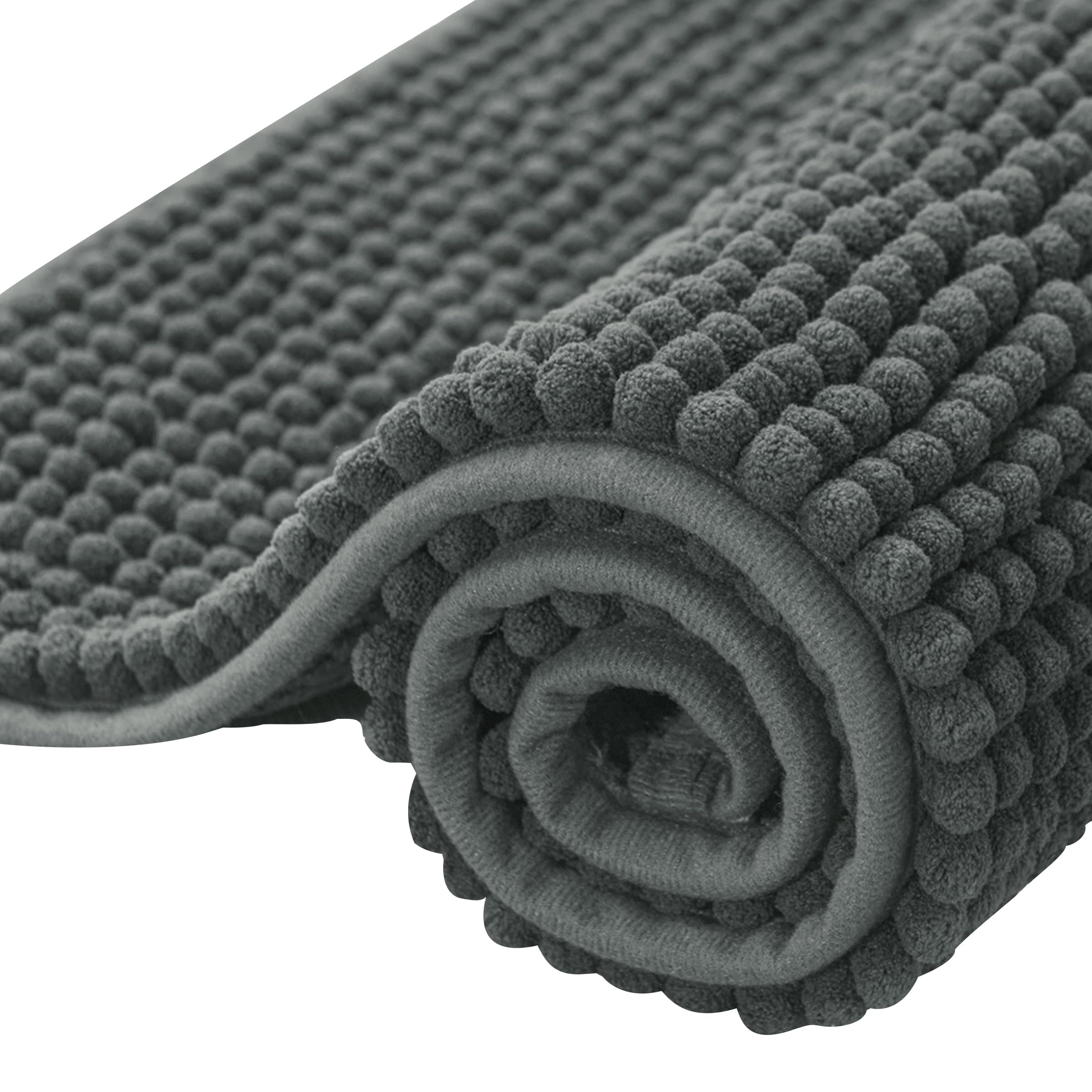 SUBRTEX Bathroom Rugs Chenille Bath Rug Soft Short Plush Bath Mat Soft Shower Mat Water Absorbent Shower Mat Quick Dry Machine Washable(Gray,16" x 24")