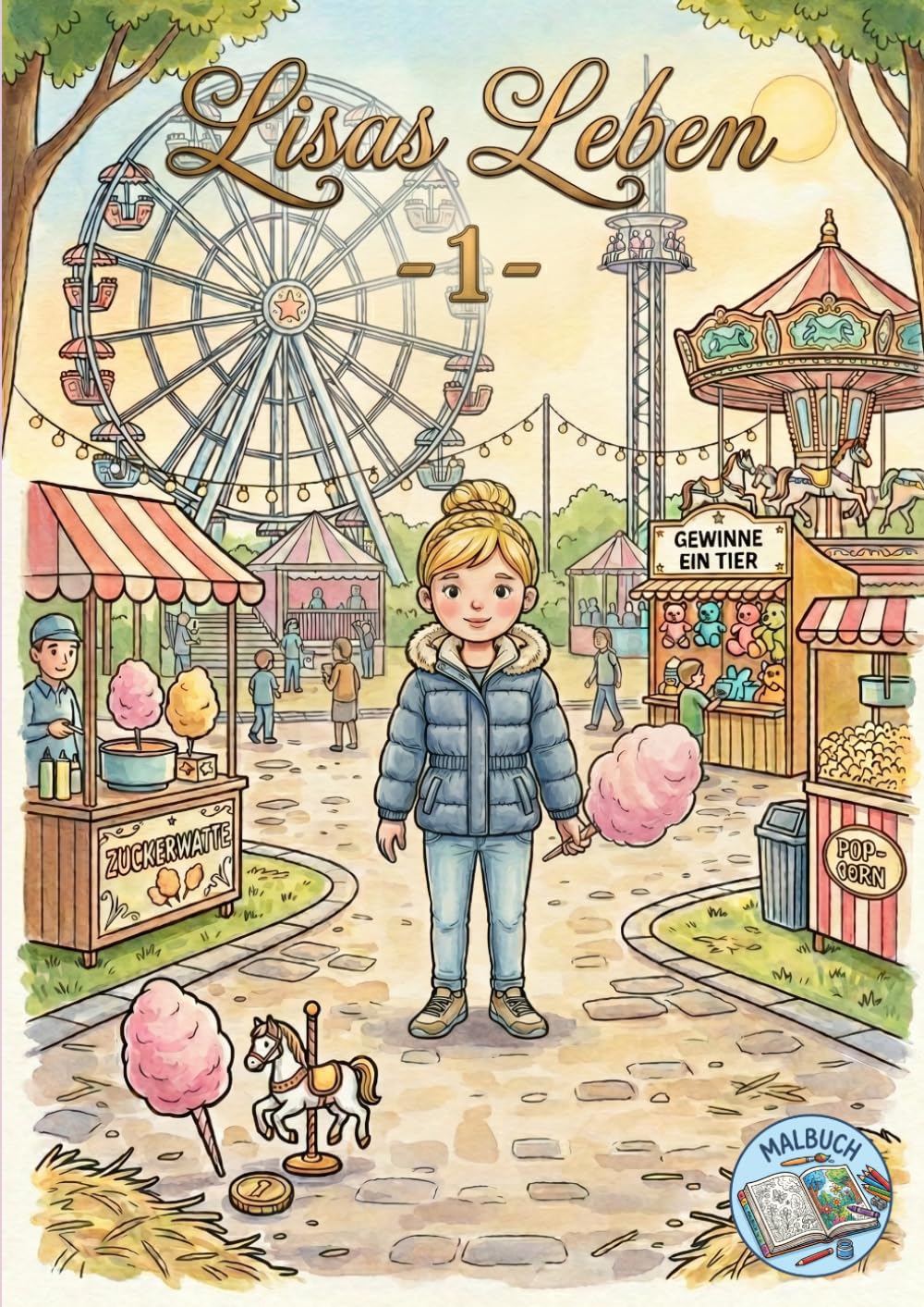 Lisas Leben - 1: Mein kunterbunter Alltag - Das liebevolle Malbuch für Mädchen mit Szenen aus Schule, Bauernhof und Freizeitpark