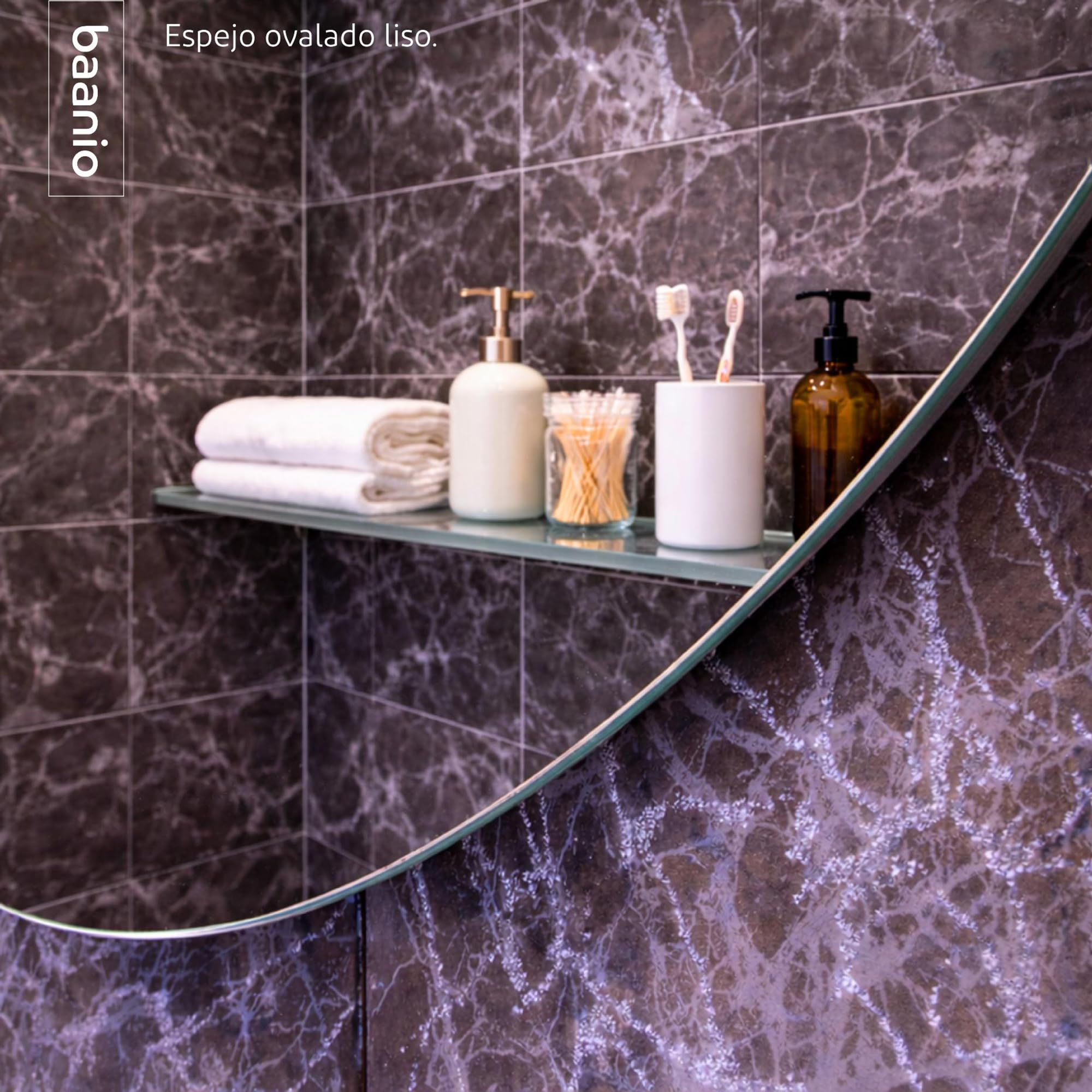 Eclisse - Espejo Baño Ovalado 60x100 | Espejo de Cristal de 4 mm, Plata Ecológica y Fácil Instalación | Montaje Horizontal o Vertical | Diseño Moderno