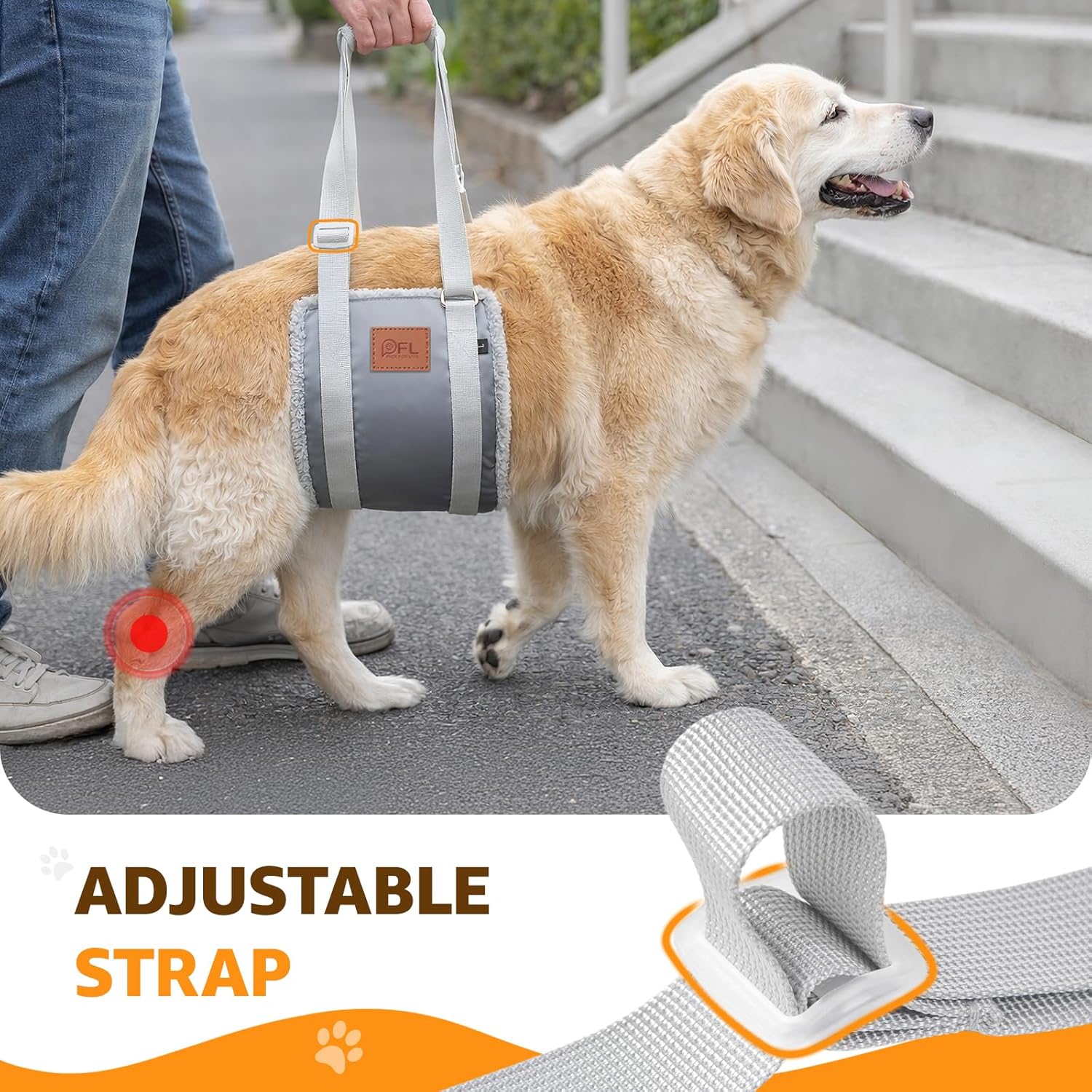 Adjustable Dog Lift Harness Dog Sling for Large Dogs Hind Leg Support Soft Lift Support for Weak Rear Legs, Helps Senior, Injured, Disabled, After ACL Surgery Dogs (Grey&Grey, Large)