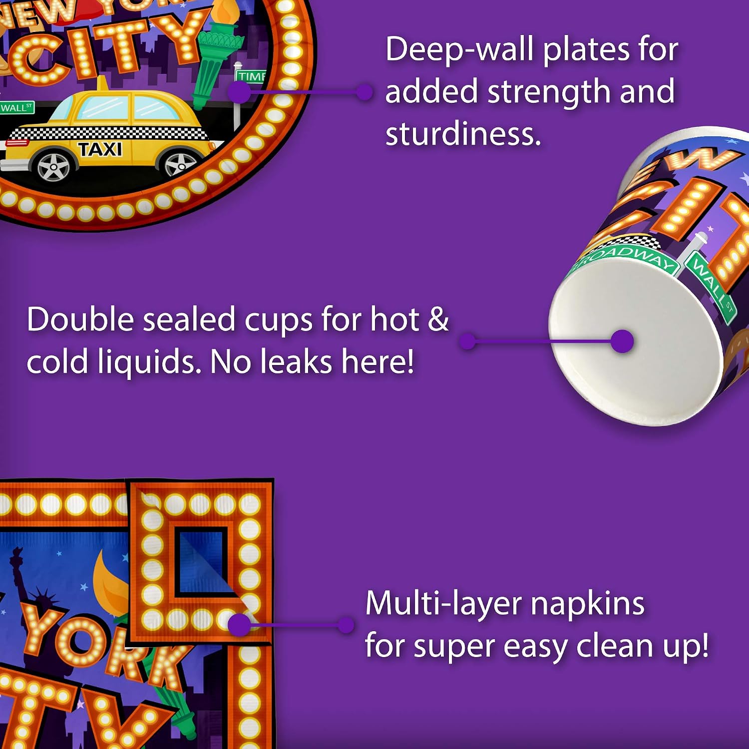 New York City NYC Birthday Party Supplies Set Plates Napkins Cups Tableware Kit for 16 image 5