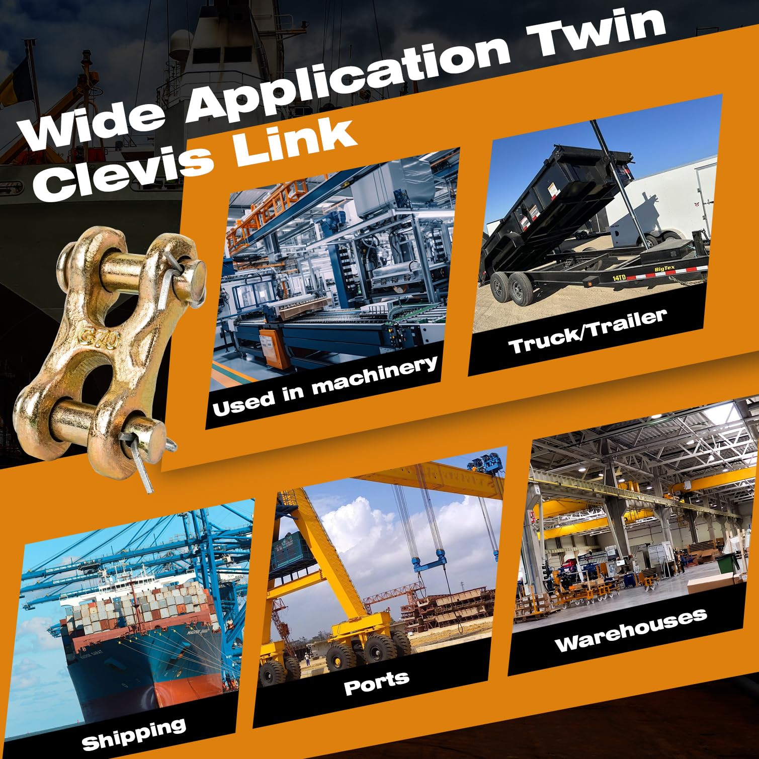 Heavy Duty Chain Links - 6600LBS Working Load -2 Heavy Duty Chain Links - 6600LBS Working Load -2