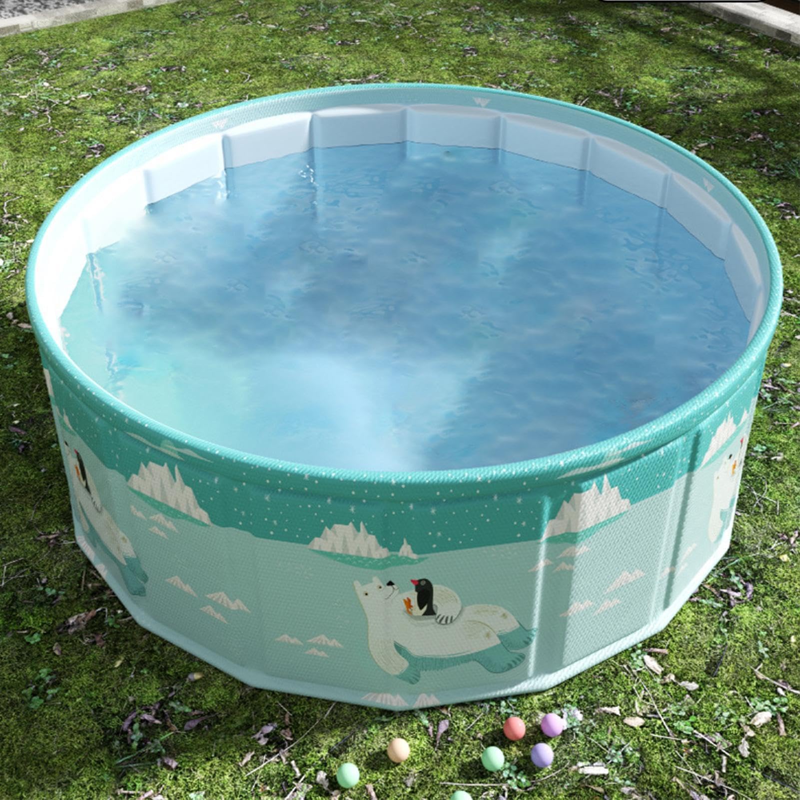 Piscina pieghevole in PVC, portatile, 160 x 160 x 45 cm, piscina pieghevole per bambini, per animali domestici, ragazzi, ragazze, giardino, terrazza, interni, esterni, prato, in famiglia