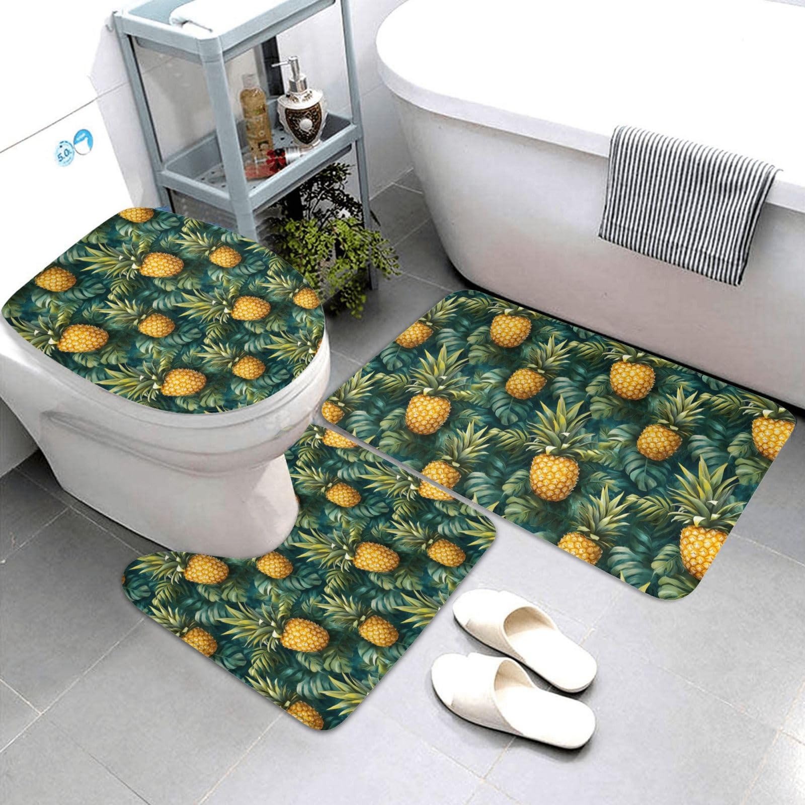 Tapis de salle de bain pour baignoire et toilettes ambiance exotique