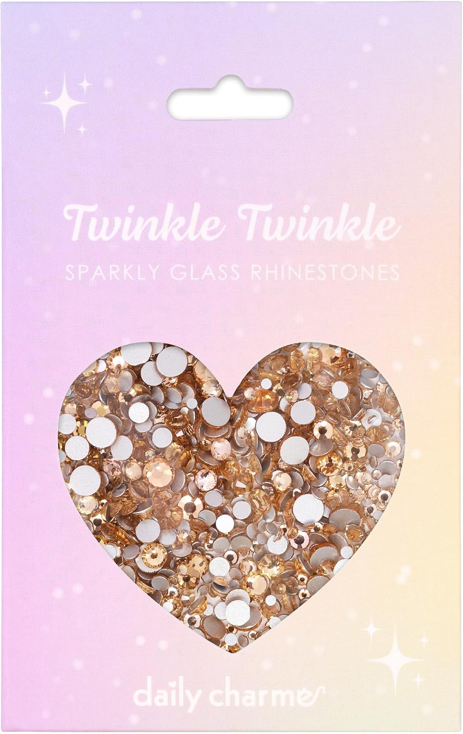 Daily Charme Twinkle Twinkle Round Flatback Crystal Rhinestone for Nail Art (Peach), 1440 PCS No-Hotfix, (1.4 mm - 4.7 mm), DIY and Salon