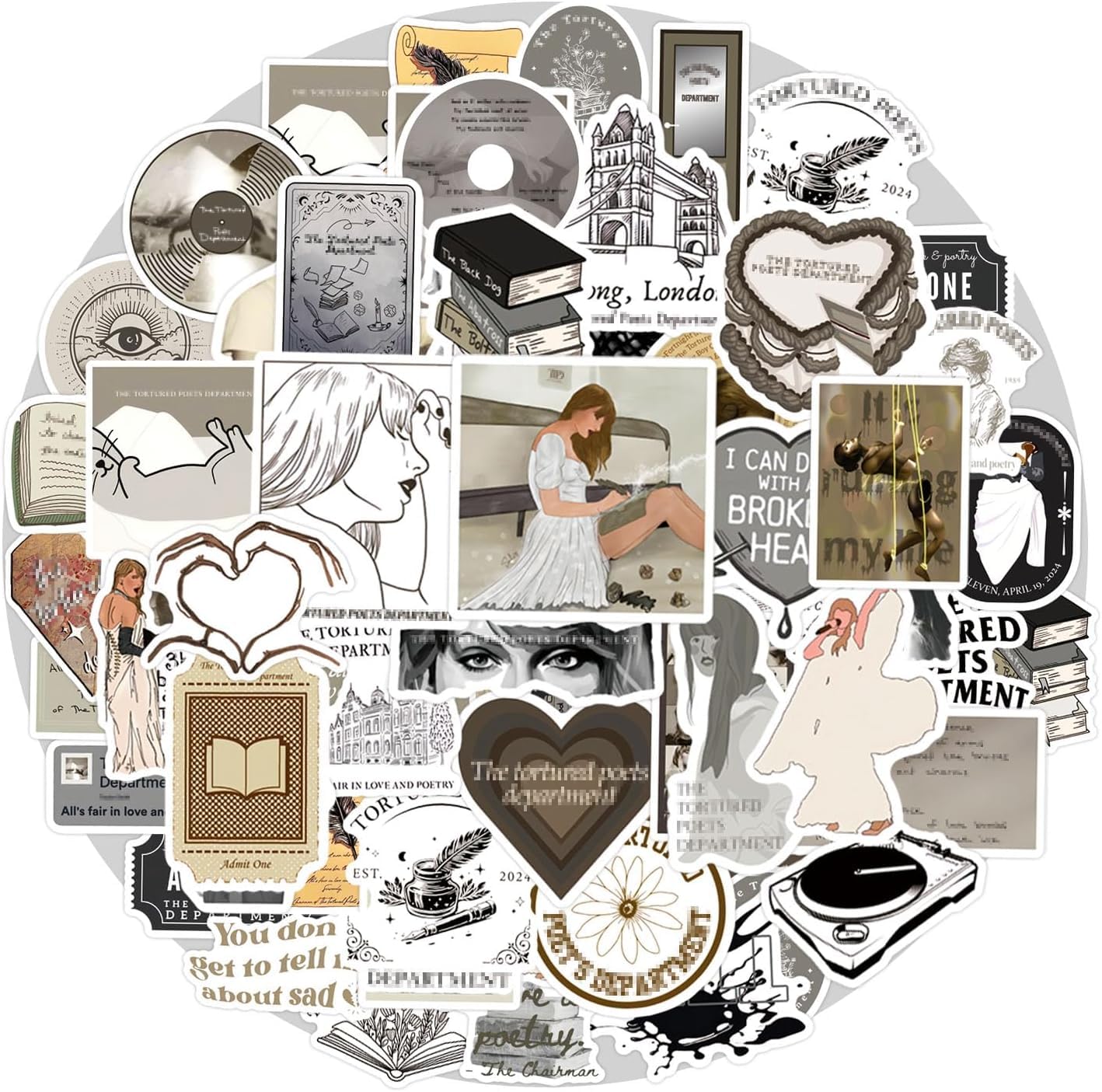 Titu Ki Baatein Stickers 50 Pcs Music Stickers, Vintage Stickers, Retro Aesthetic Waterproof Vinyl Stickers, for Water Bottle Laptop Pc Phone Journal Scrapbook Guitar etc