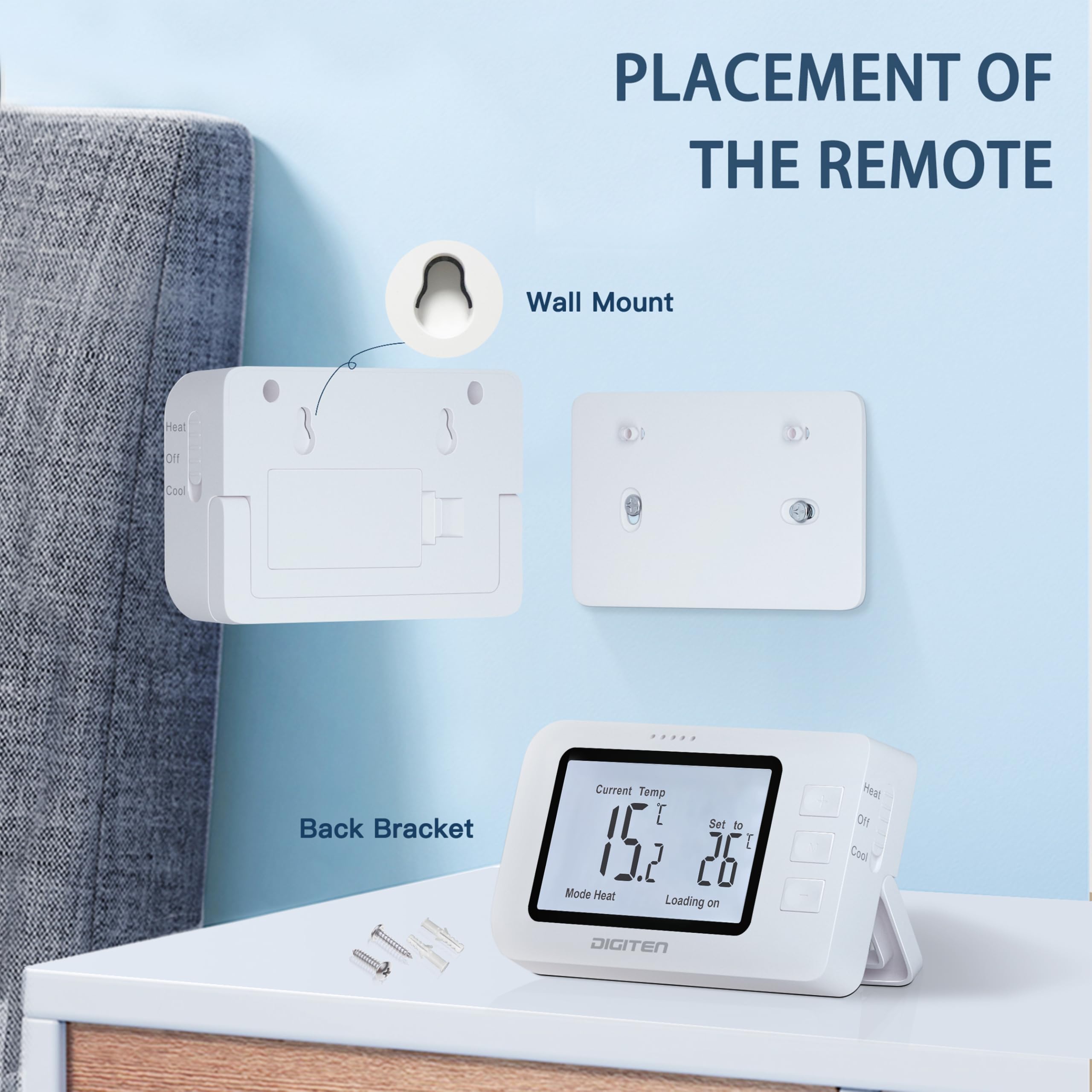 Regulador de calefacción para bricolaje, termostato de enchufe, sistema de calefacción/refrigeración, adecuado para el witwe A/C, ventiladores, calefacción, para familias, habitaciones,