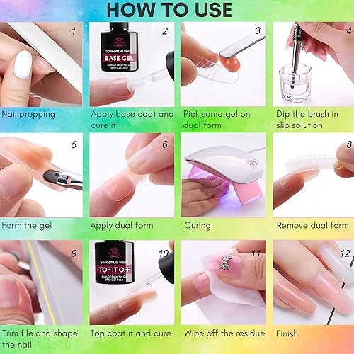 Miniatura 7 de Makartt - Kit de gel de extensión de uñas de color arco iris color neón color rojo azul púrpura naranja amarillo verde gel de uñas para salón de