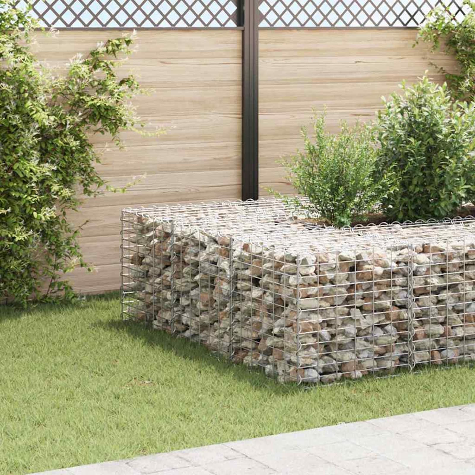 Tidyard Gabbione Letto Rialzato Cubo in Filo di Acciaio Argento 60x60x60 cm per Fiori Giardino 145651