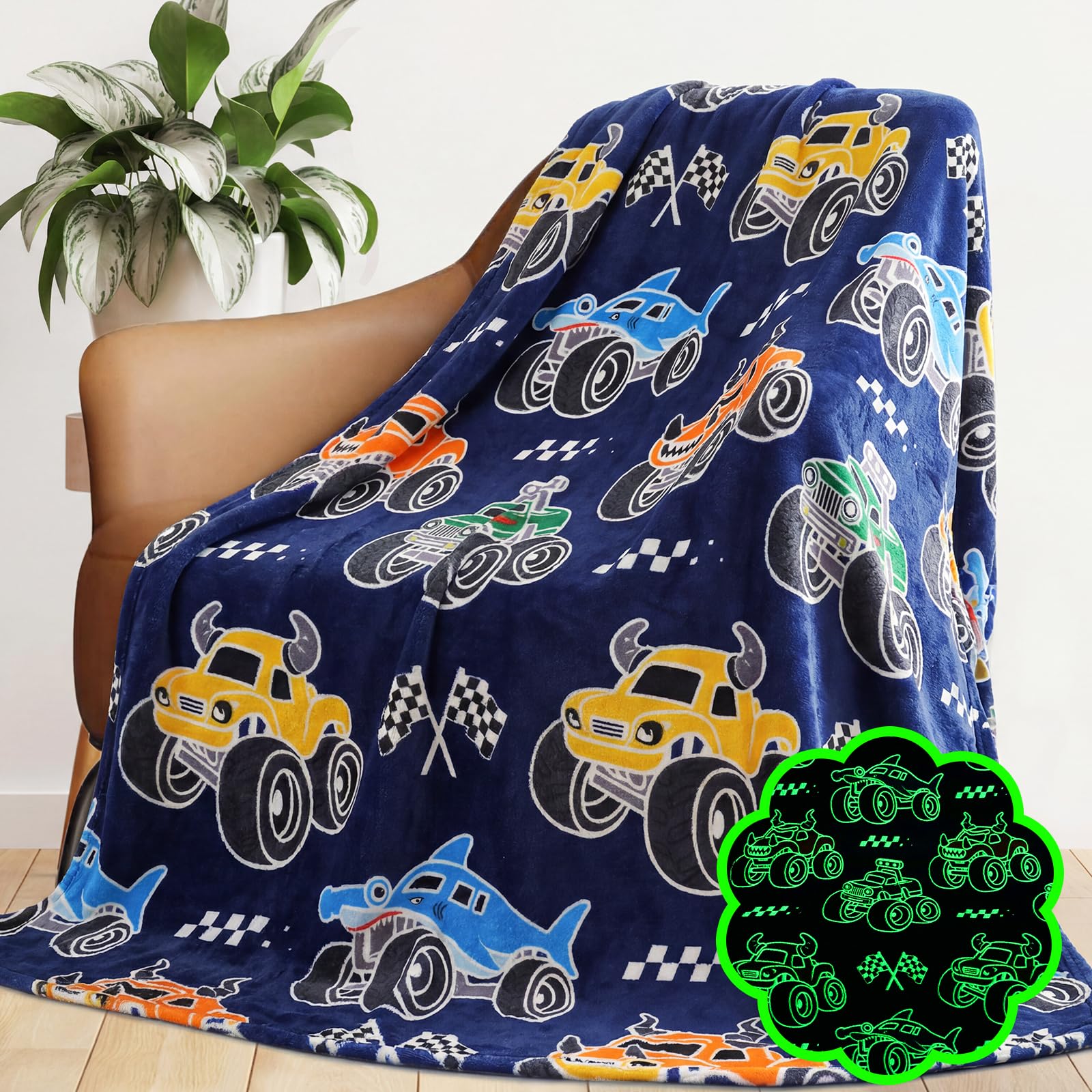 GEULAY Twin Size Truck Blanket for Teens Boys, Construction Excavator Tractor Throw Blanket for Bed Couch, Vehicles Cars Themed Room Decor, Christmas Birthday Gifts for Teens Men 60x80inches