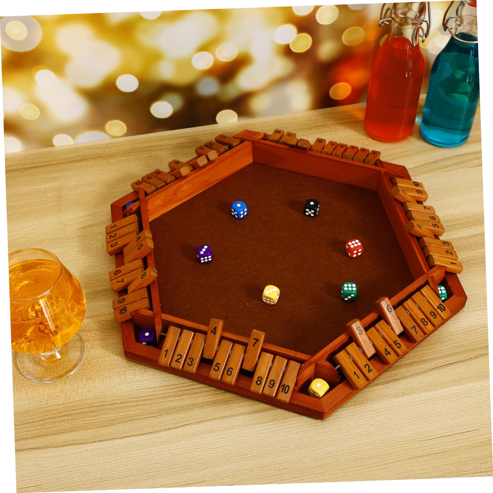 Schließe die Kasten 6-seitiges Holz Würfelspiel Braun