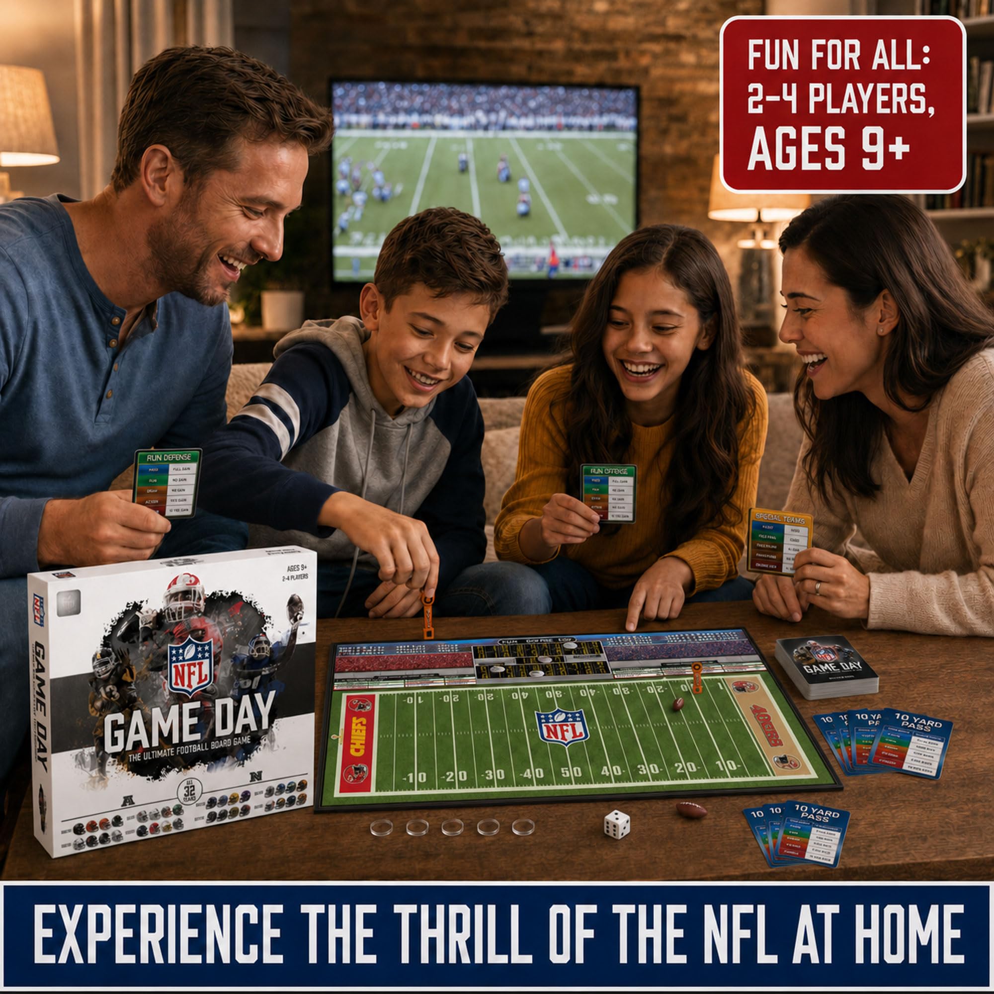 NFL Game Day: The Ultimate Football Board Game Game - Licenza ufficiale con tutte le 32 squadre, dai 9 anni in su, 2-4 giocatori, divertimento per la serata di gioco in famiglia o le feste
