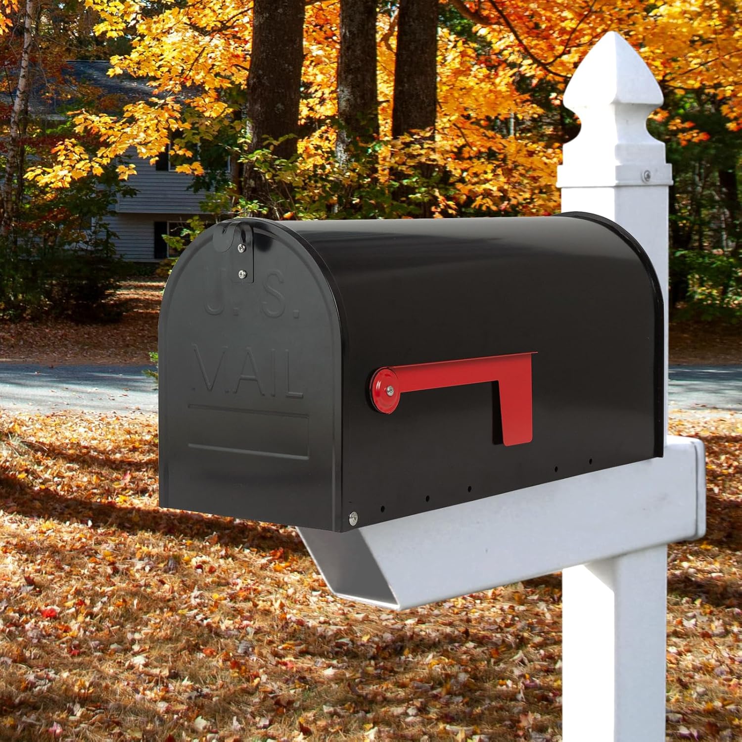 Large Mailboxes for Outside, RAINHOL Black Metal Mailbox, Galvanized Steel Post Mount Mail Box, T3 Large Capacity, 23 x 10.7 x 8.9 Inches