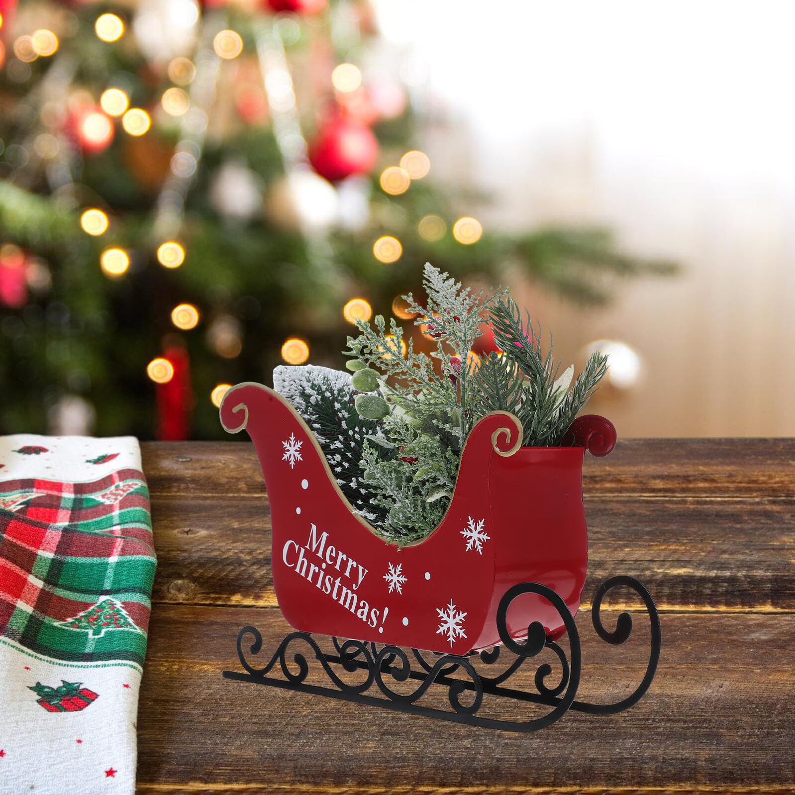 OUNONA Weihnachtsschlitten aus Metall Tischdekoration Weihnachtsdeko für Innen Kompakt und Bruchfest