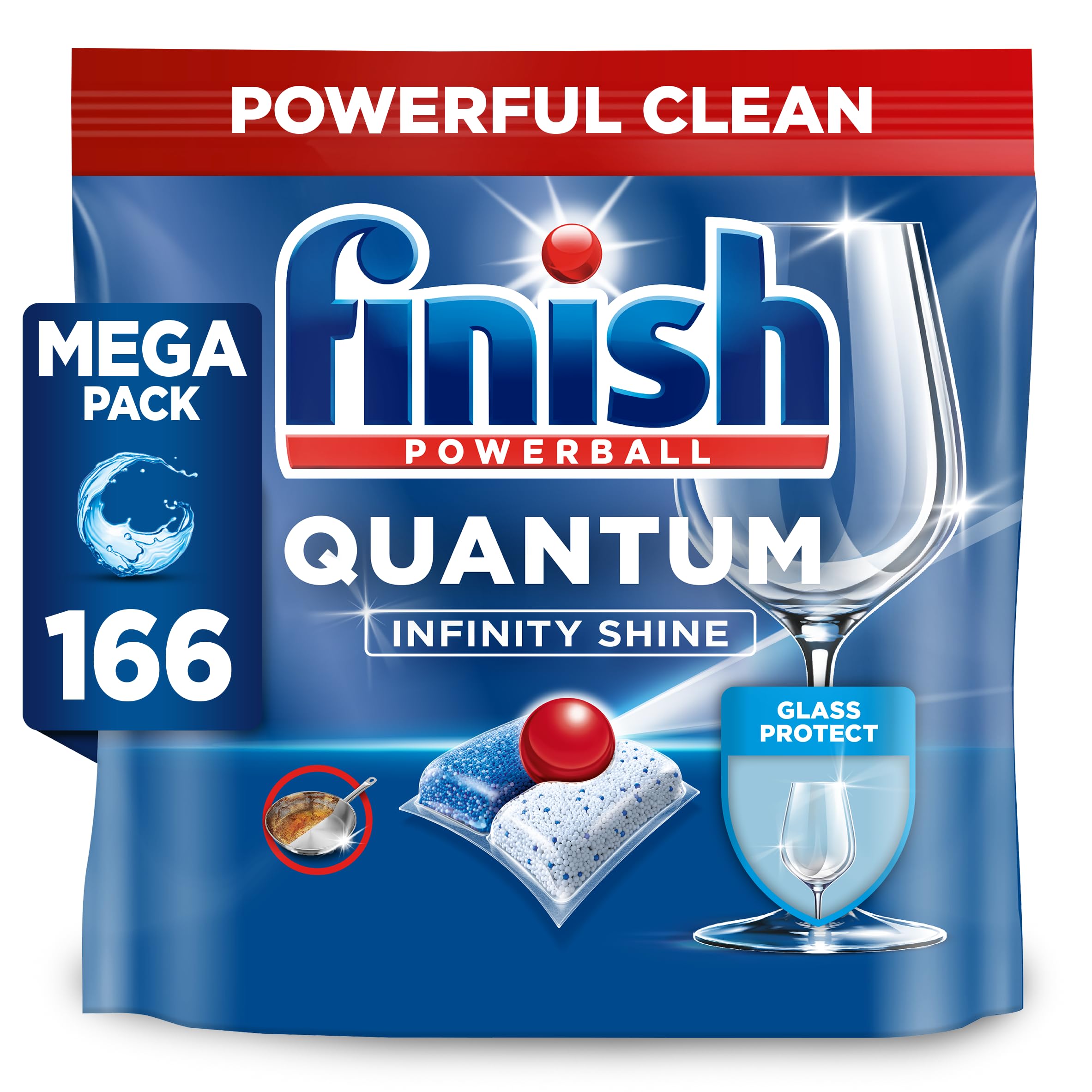 Finish Dishwasher Tablet, Quantum Infinity Shine, 166 Tablets (83 x 2 pck), Fresh Scent, Powerful Clean & Shine Detergent Tabs, Tough on Grease Stains