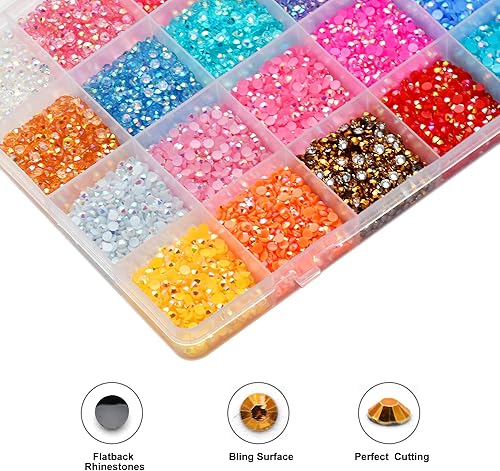 Miniatura 3 de Juego de diamantes de imitación arcoíris de 0.118 pulgadas (0.118 in), coloridos diamantes de imitación para manualidades, resina plana no