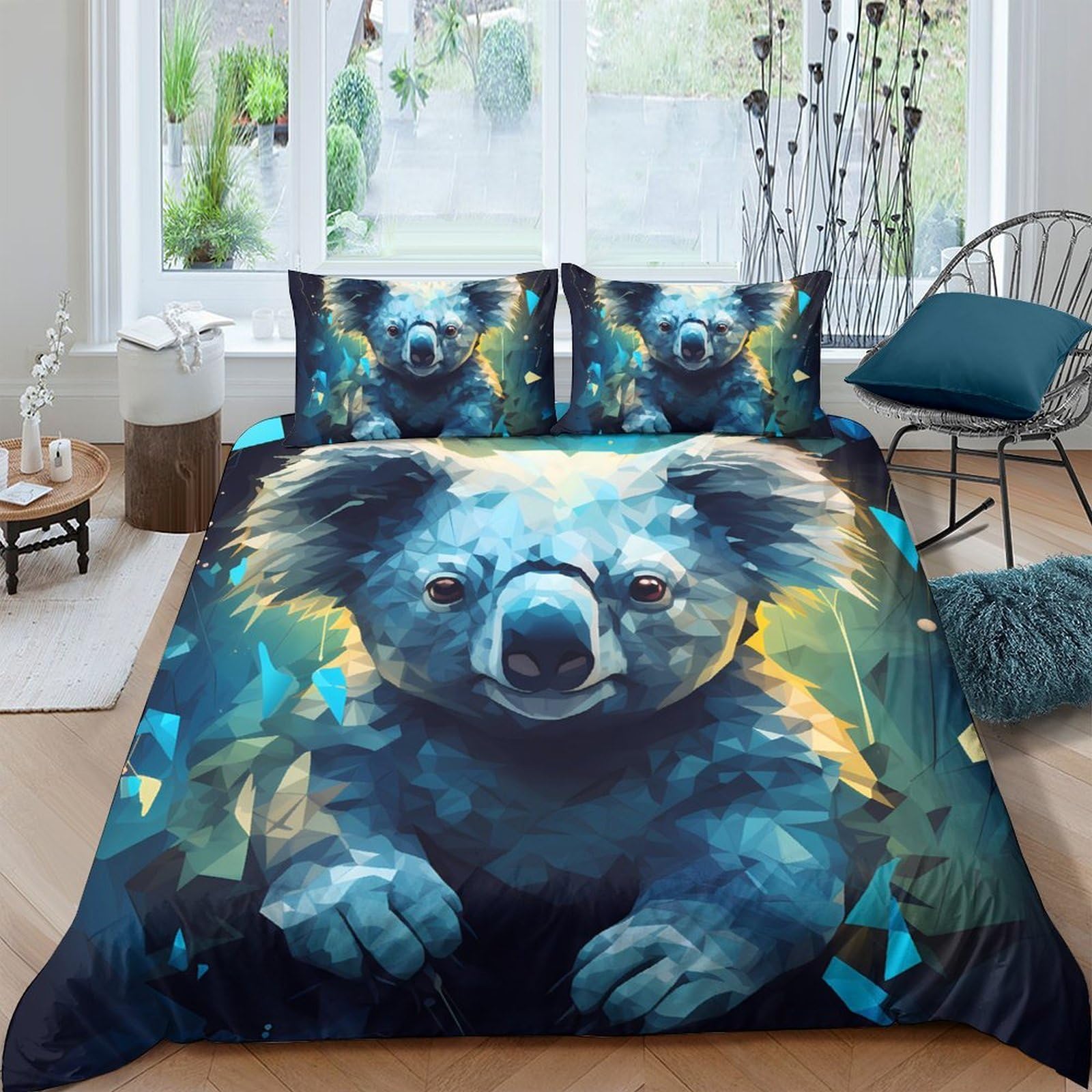 Ctjqhvkz Style-8 3D Printed Koala Forest Fitted Sheet Microfiber Soft Anti-Slip Animal Bed Cover For Bedroom Guest Room Decor Single（135X200cm）