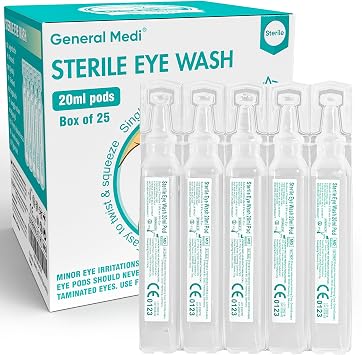 General Medi Eye Wash - Sterile Saline Solution 20ml/0.9% Pack of 25