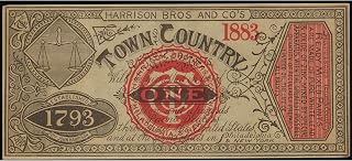ArtDirect Town and Country Ready Mixed Paints advertising note (1883) Unframed Art Print Giclee Poster by Harrison Bros. & Co. - Ready for Framing with Customization Sizes 10x5, 14x6, 20x9, 36x16, 48x22 and 60x27 inches