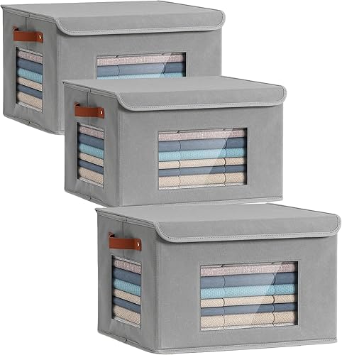 Miniatura 8 de Contenedores de almacenamiento para ropa, 40 L, grandes, plegables, apilables, organizadores de armario, cajas de almacenamiento con tapas, cesta de