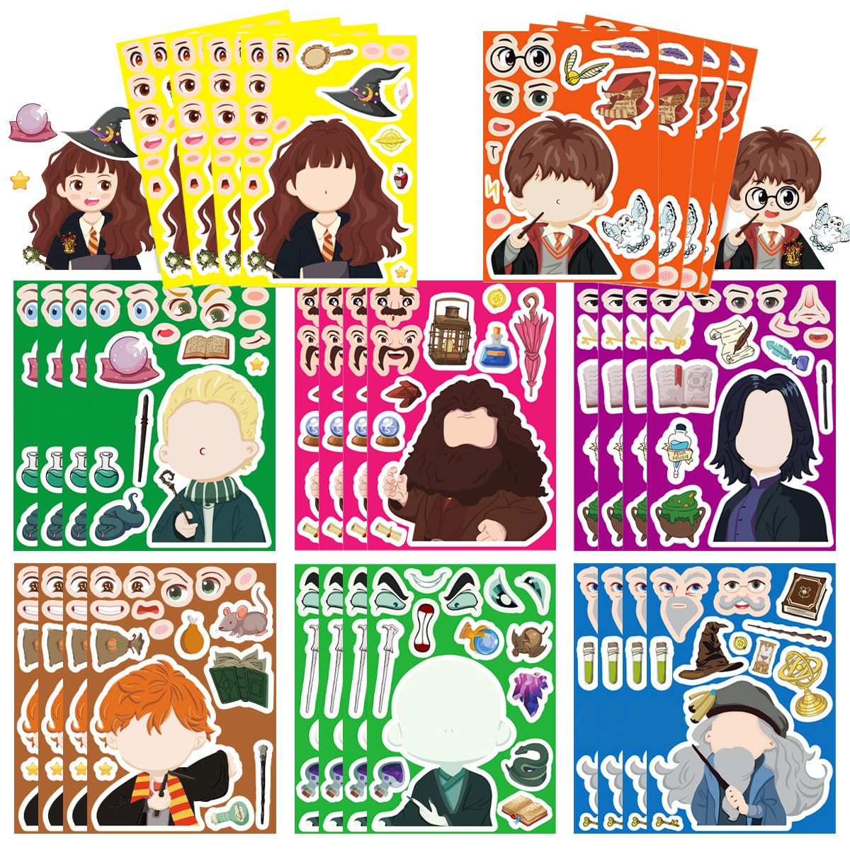 Wizard Stickers for Kids, EIFFTER 32 Sheets Make a Face DIY Magic Role Crafts Stickers, Decorations Supplies Gifts for Halloween Party, Birthday Party, Christmas Party