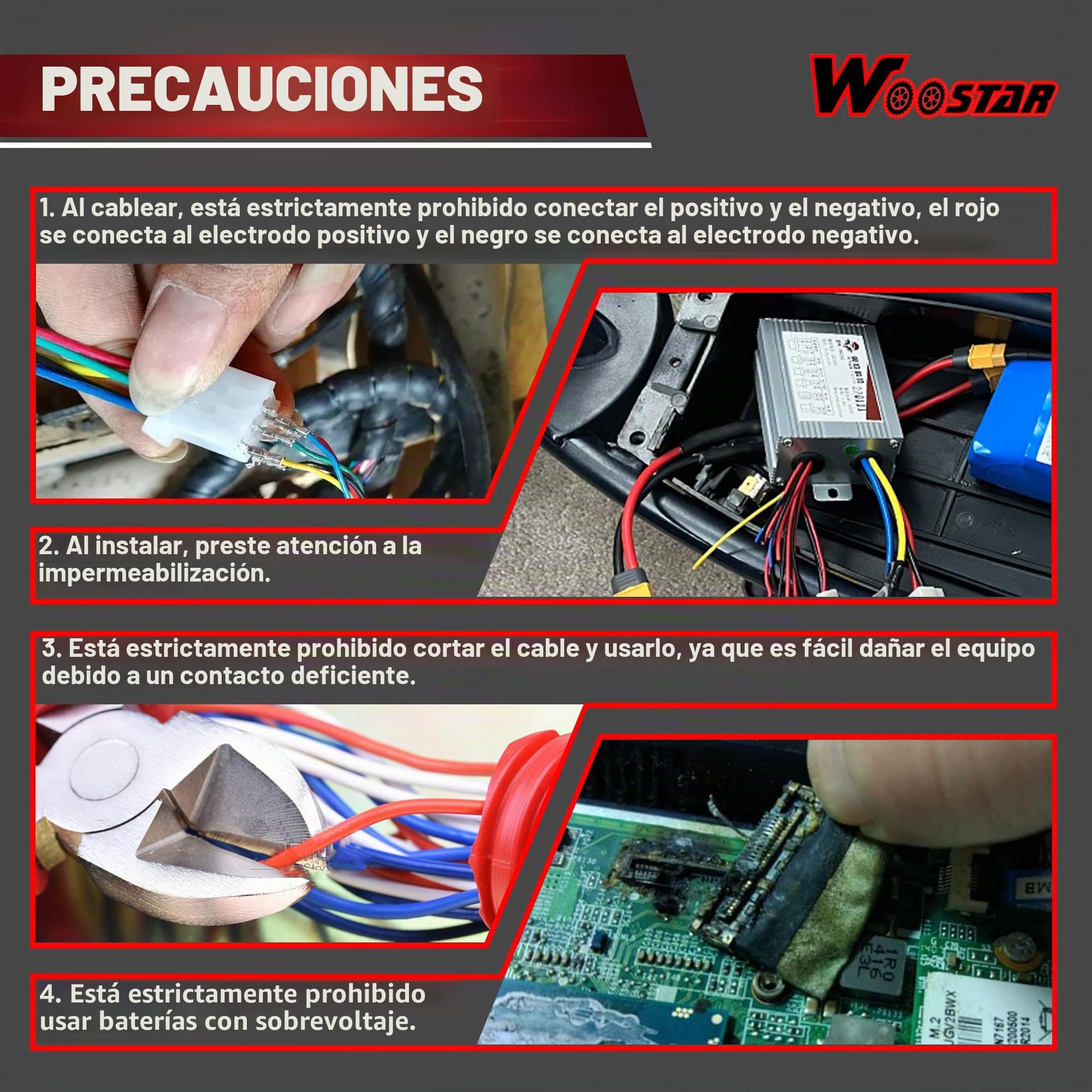 WOOSTAR Motocicleta Controlador de Velocidad 48V 1000W Reemplazo para Eléctrico Scooter E Bike Bicicleta Tricycle Brush