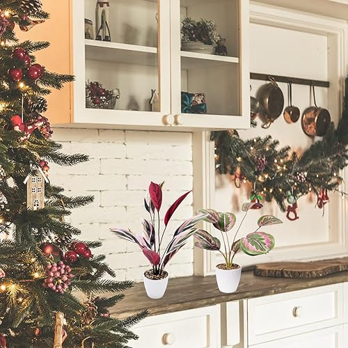 Miniatura 6 de VIVERIE Paquete de 6 plantas falsas en macetas plantas rosas de plástico artificial plantas de imitación en maceta para interiores para escritorio