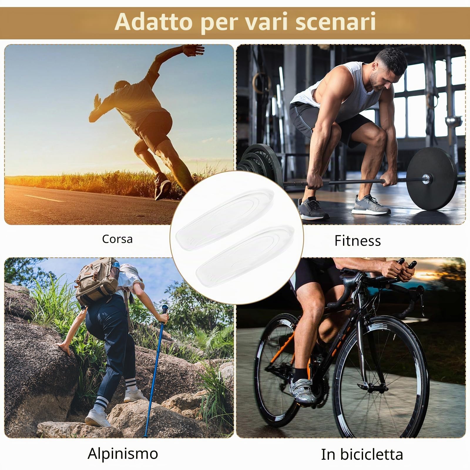 6 Pezzi Altezza Aumentando Tallone Solette, 1cm Rialzo Tallone per Scarpe, Solette Rialzate Uomo Donna, Talloniera in Gel di Silicone di Altezza Solette (1 cm)