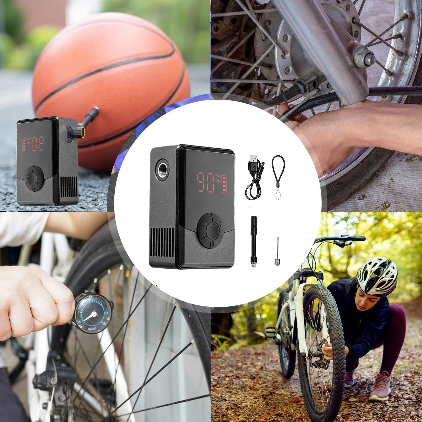 Pompe à Gonflage pour Pneu de Vélo Pompe sans Fil Automatique Compacte À