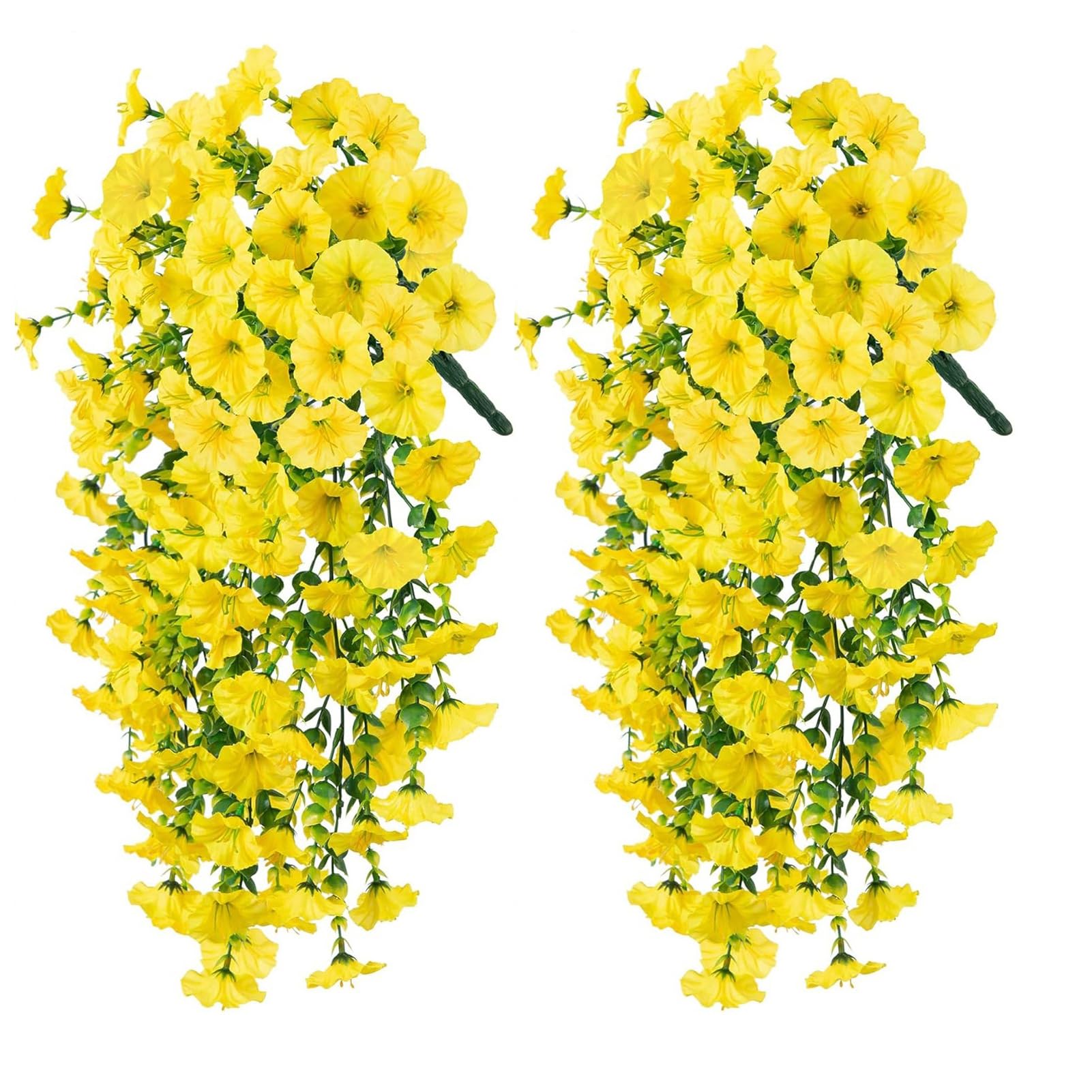 matumou 2 Pcs Artificial Hanging Petunia Flowers UV Resistant Faux Flowers Reusable Simulated Petunias for Outdoors Festive Wedding Party