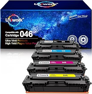 Uniwork Compatible Toner Cartridge Replacement for Canon 046 46H CRG-046 for Color ImageCLASS Laserjet MF733Cdw MF731Cdw MF735Cdw LBP654Cdw Printer Tray (Black, Cyan, Magenta, Yellow)
