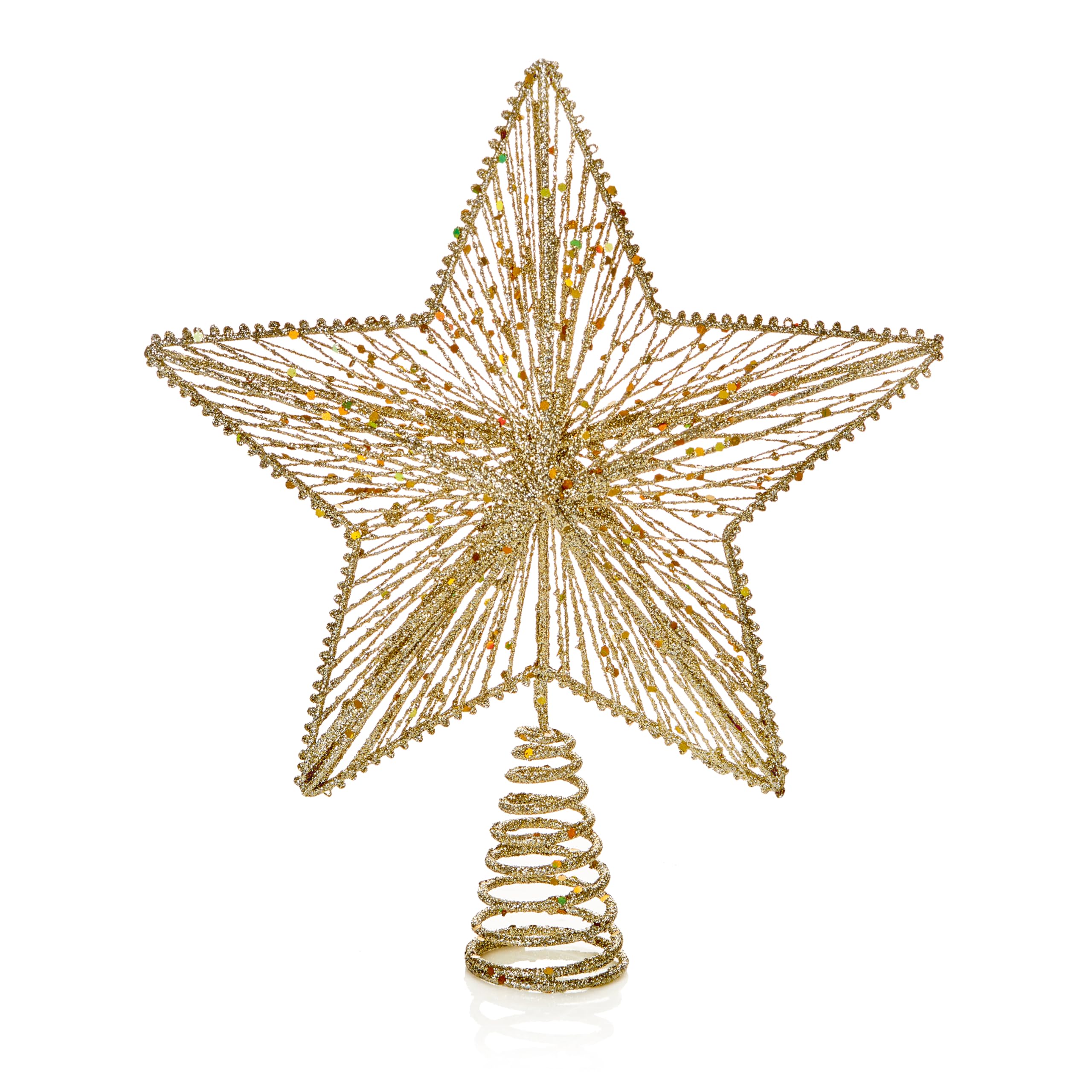 Premier 30cm Gold Glitter Star Christmas Tree Topper - Deluxe Christmas Tree Topper