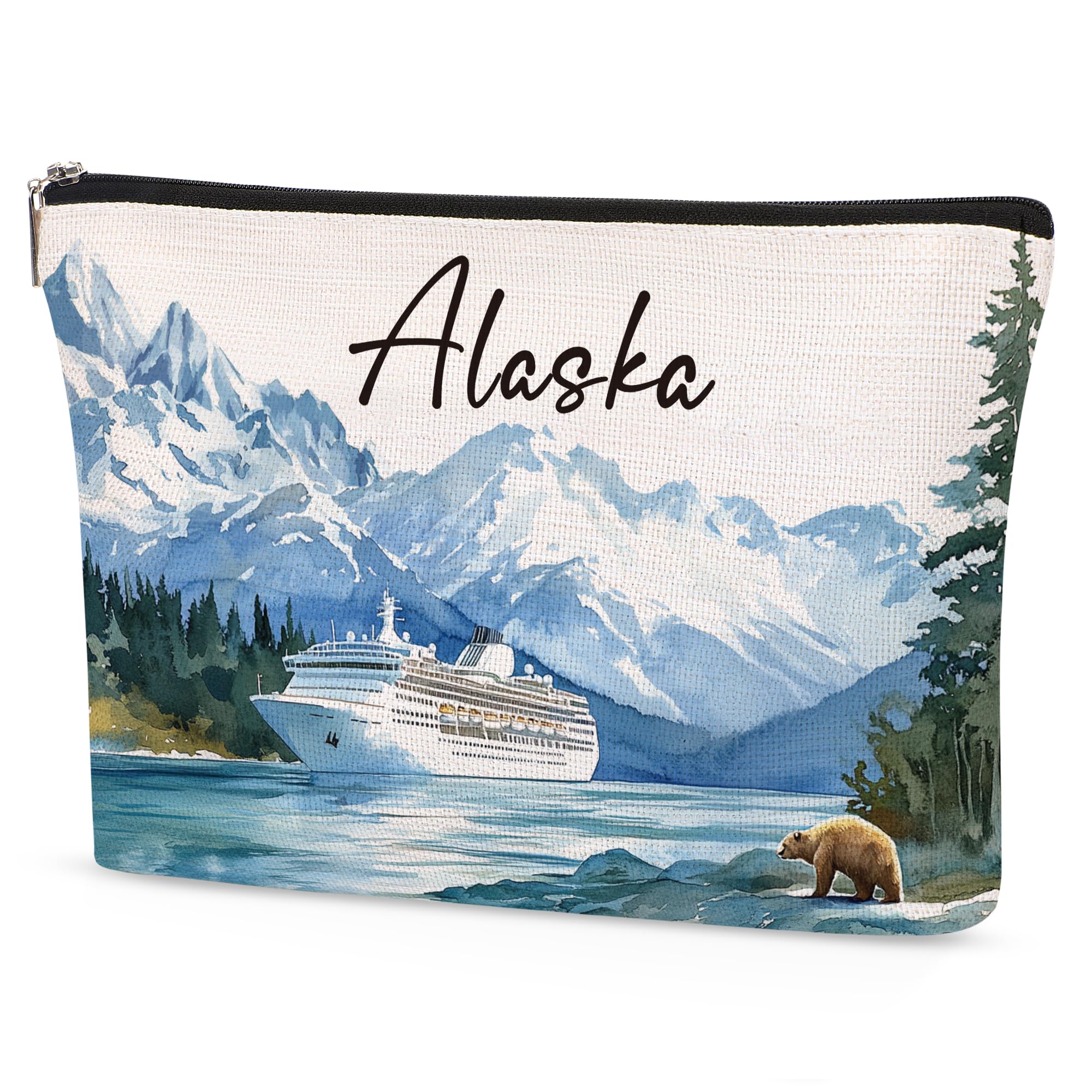 SEAOYOZO Alaska Makeup Bags for Women, Alaska Souvenirs Gifts, Cruise Essentials Cosmetic Bag City Trip Must Haves, Birthday Gifts for Him Teacher