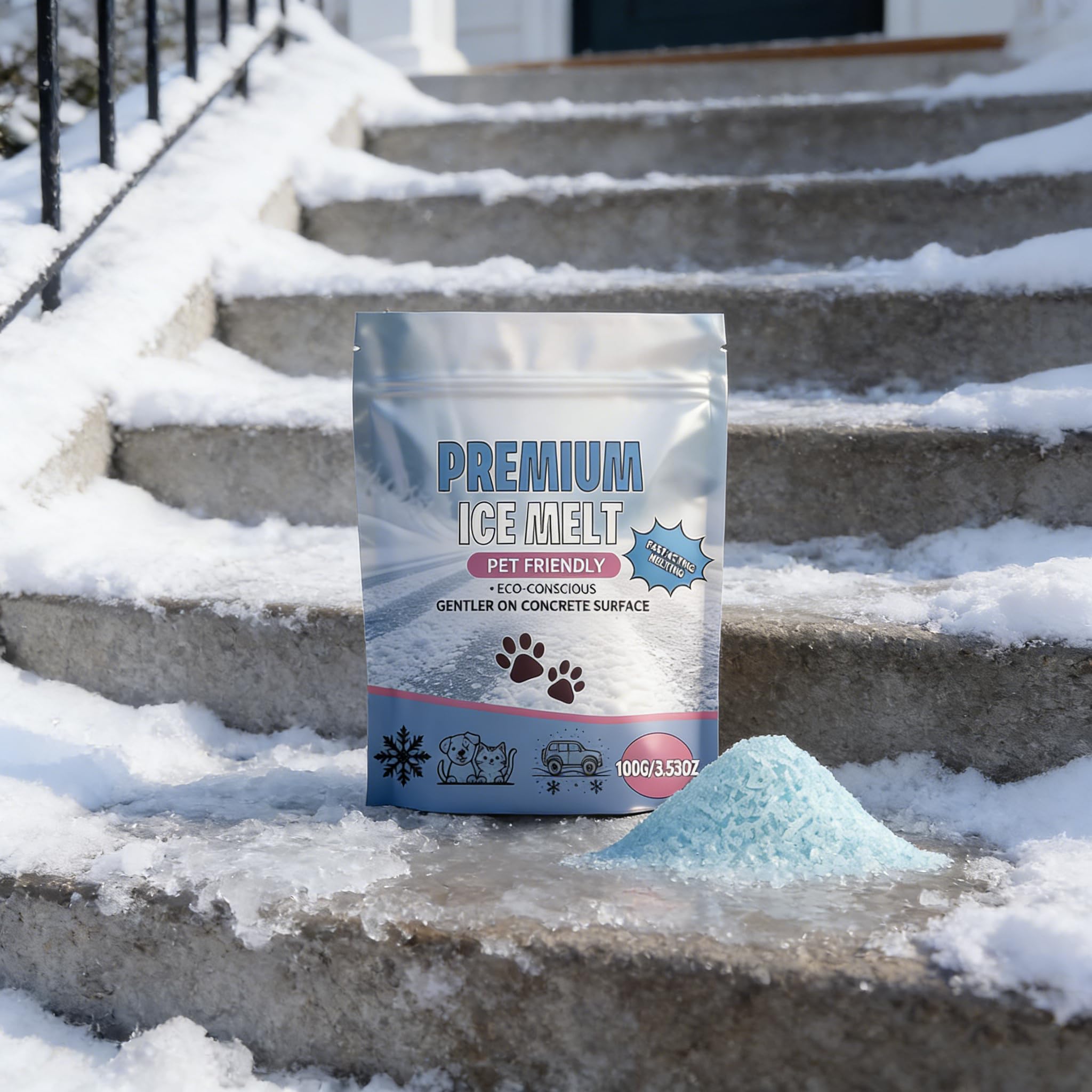 2026 ICES & Snow Melts,Ice Melt - Pet Safe Ice Melt,Pet Friendly Salt for ICES and Snows,Fast-Acting Snow Melts/Ic-e Removal for Driveway Sidewalk,Resealable 100g Bag — view 8