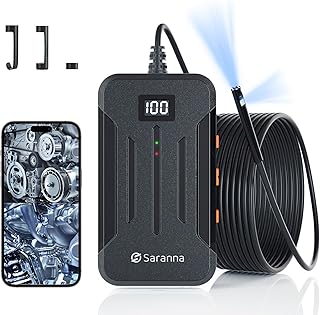 Wireless Endoscope, Dual Lens Endoscope Camera with Light, WiFi Borescope Inspection Camera for iPhone/Android/Tablet, IP67 Sewer Camera, 16.5FT Semi-Rigid Cable, Split Screen