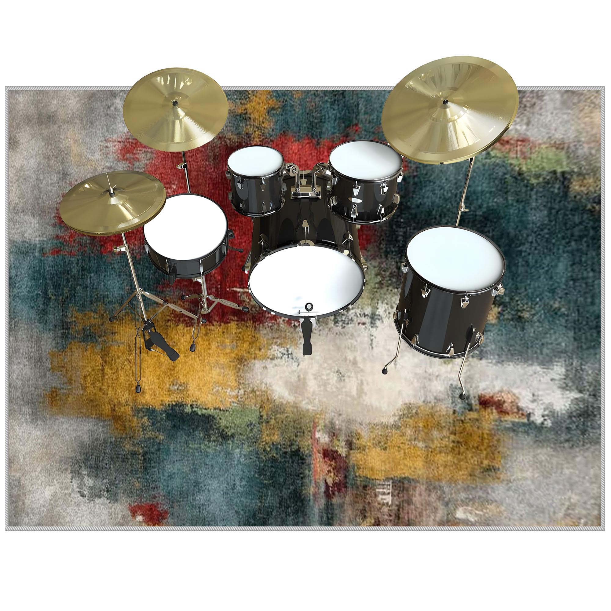 Tapis de batterie insonorisé et antidérapant rectangulaire 160x140 cm pour tambour
