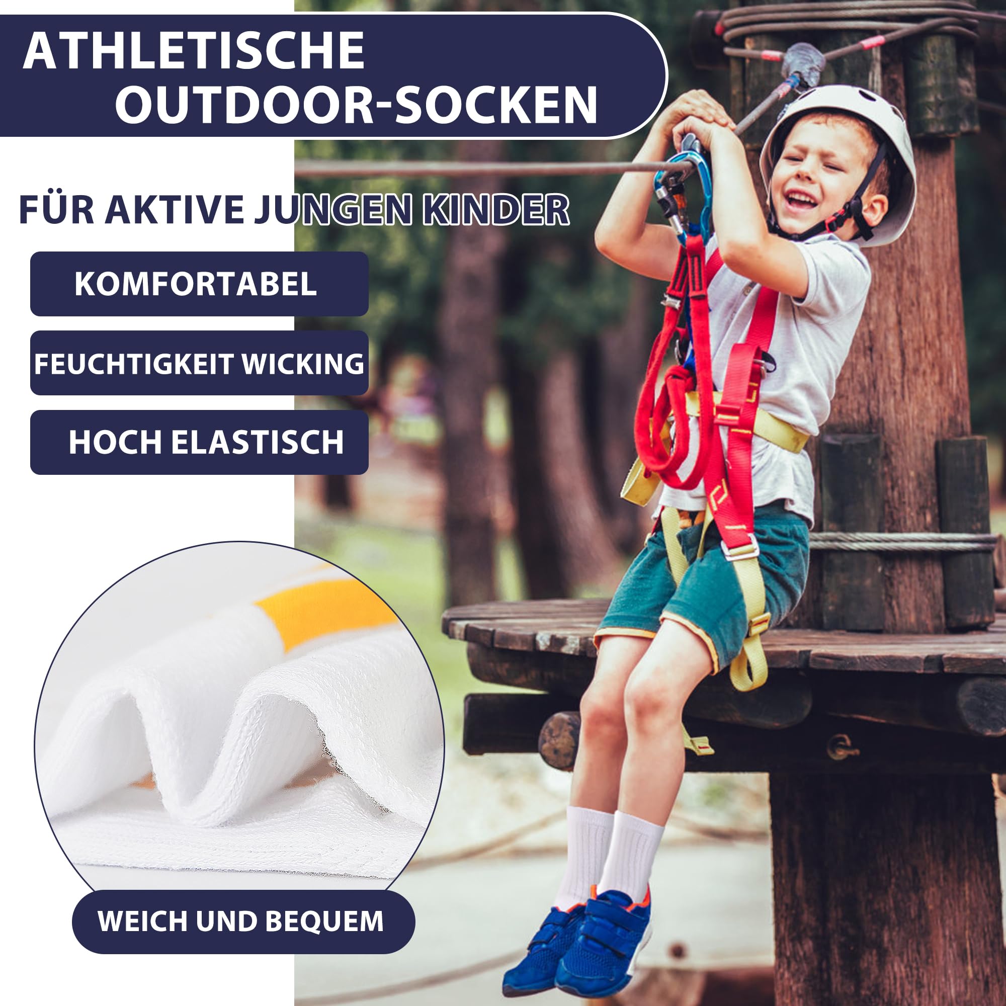 GENBATY - 12 paia di calzini sportivi per bambini, in cotone atletico, per bambini, per camminare, sneakerTrainer corsa, basket, scuola, equipaggio, bianco, nero, calzini morbidi per ragazzi 1-14 anni