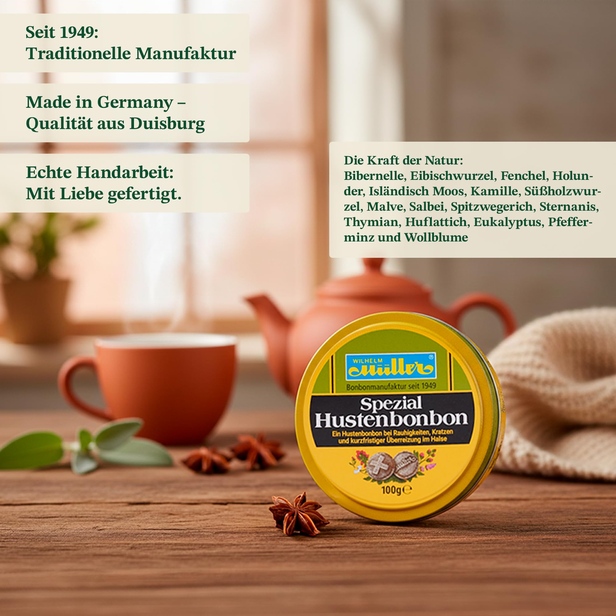 WILHELM Müller Spezial-Hustenbonbons - Aromatische Bonbons mit wohltuender Rezeptur, ideal bei Hustenreiz, für unterwegs, Büro & Alltag - 2000g