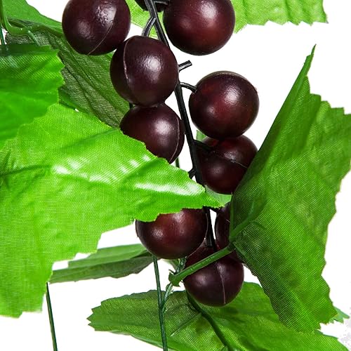 Miniatura 5 de Meiliy Cadena de vegetación artificial de 8 pies, 5 unidades, uvas falsas, hojas de follaje, simulación de frutas para el hogar, habitación, jardín,
