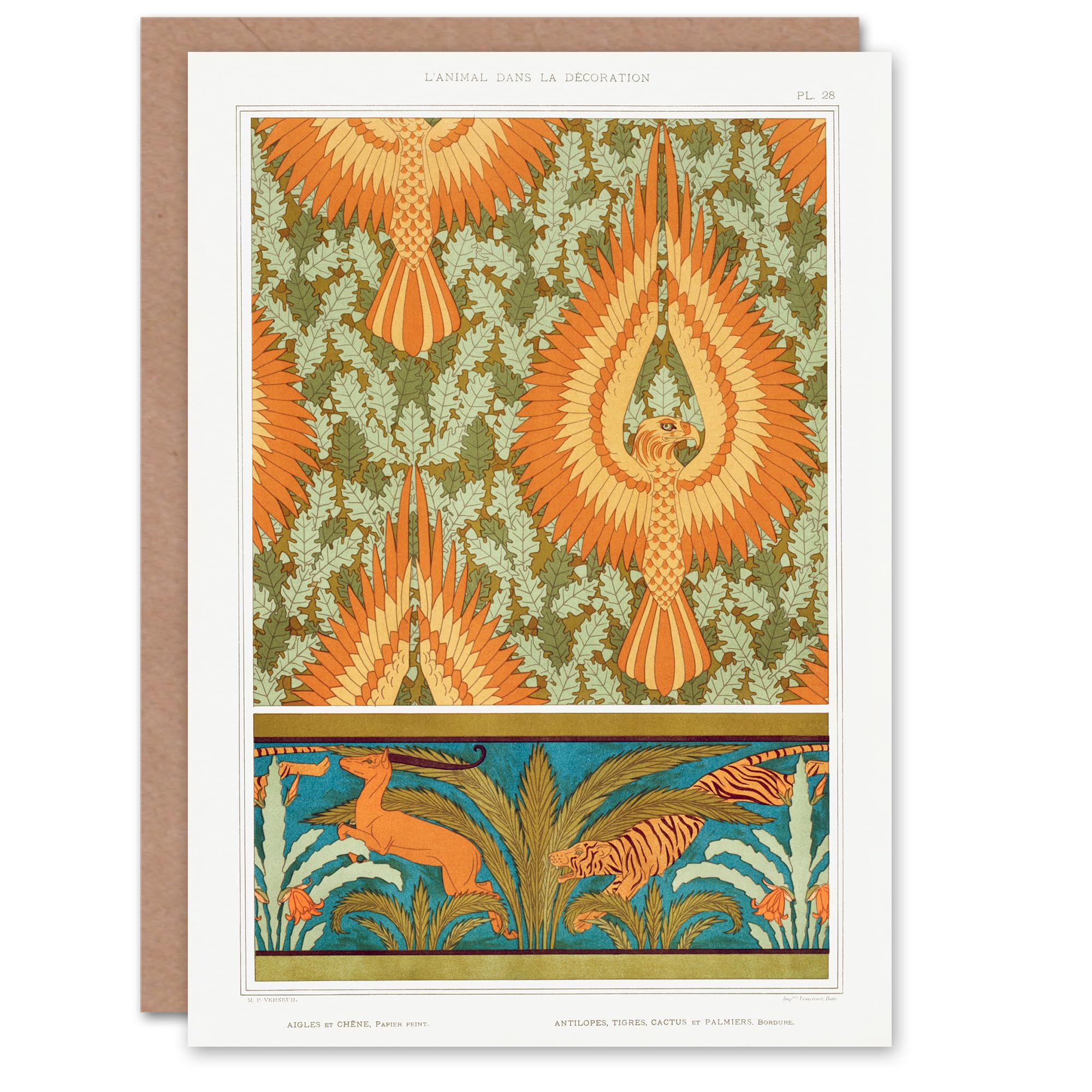 Artery8 Maurice Pillard Verneuil Art Card Eagle Antelope and Tiger Patterns