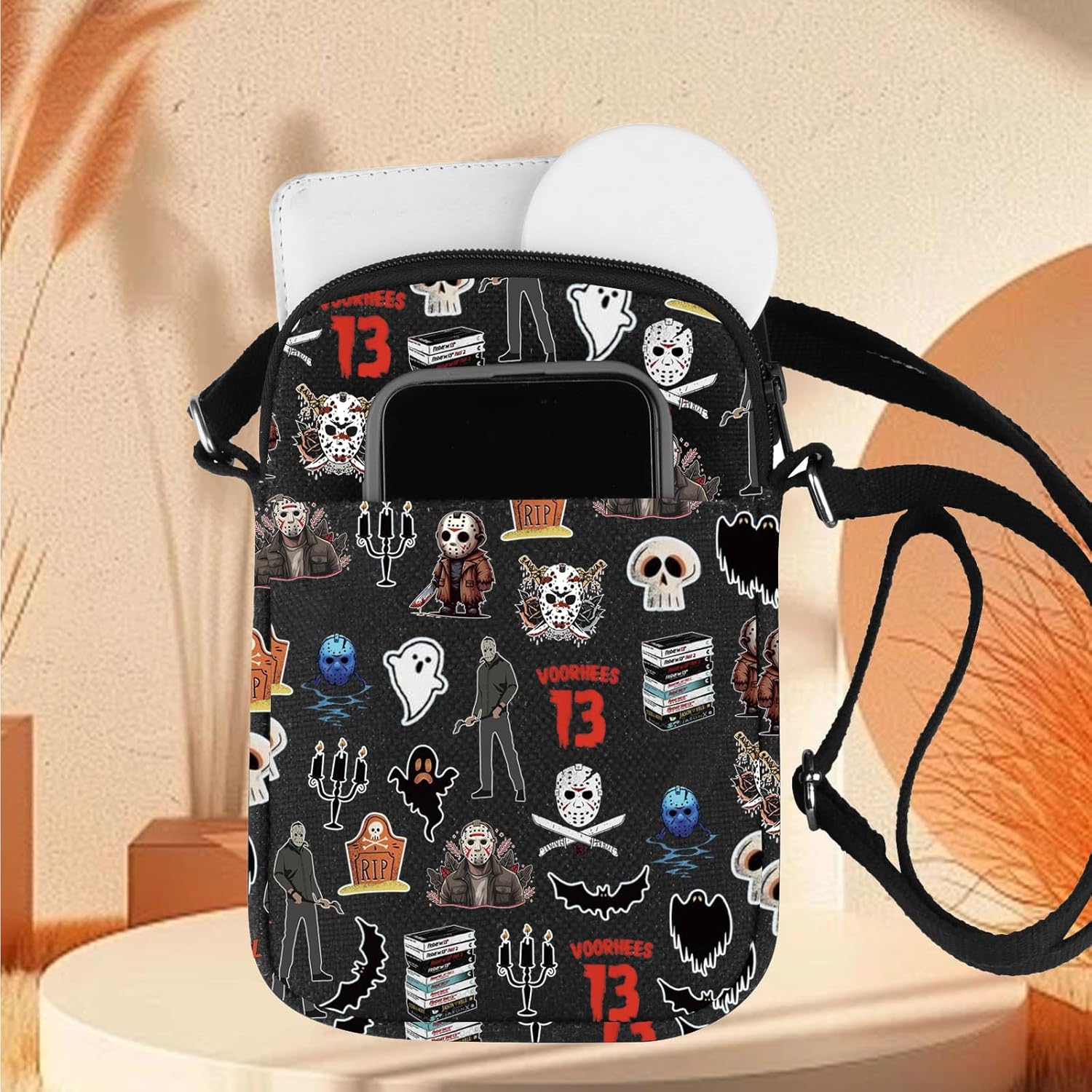 ZJXHPO Horror Cross Body Bag Horror Movies Messenger Bag Series Killer Carry On Bag Horror Movie Lover Gift (J Horror CB) - Image 2