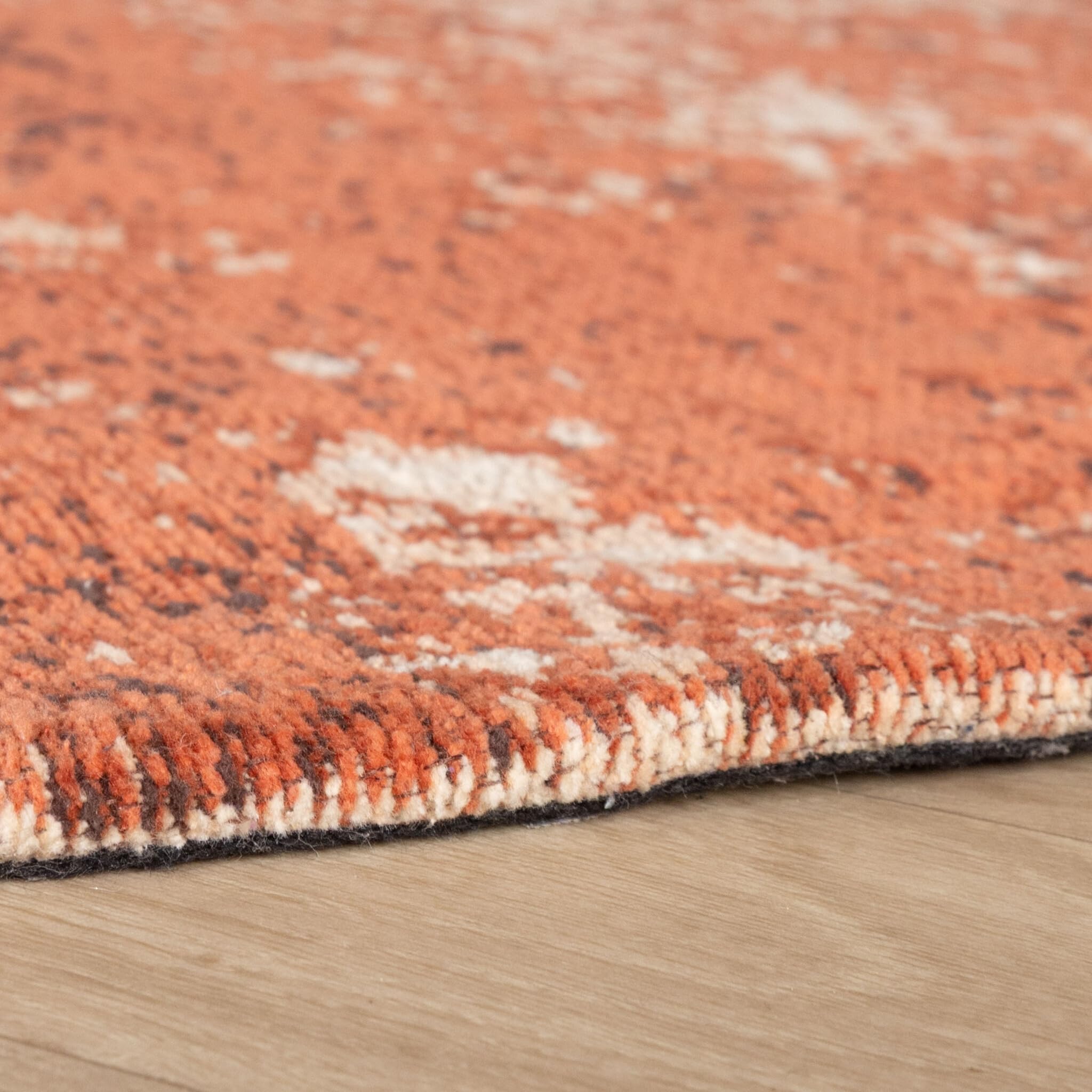 FRAAI | Home & Living Tapis de Salon Rond Abstrait - Candice Terracotta - Poil Court - Rond - Ø 120cm