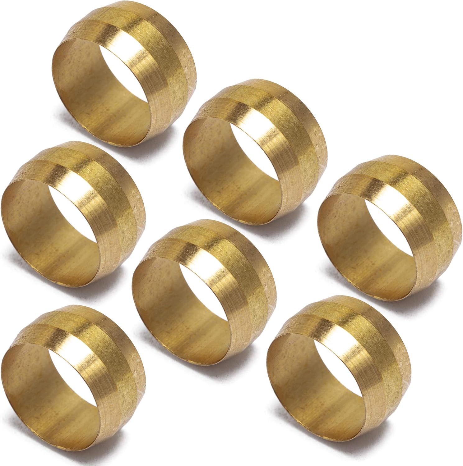 LTWFITTING 7/16-Inch Brass Compression Sleeves Ferrules, Brass Compression Fitting(Pack of 50)