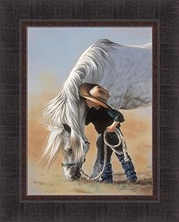 Best Little Whispers by Lesley Harrison 17x21 Boy Talking to Horse Little Cowboy Framed Art Print Wall Décor Picture Review 