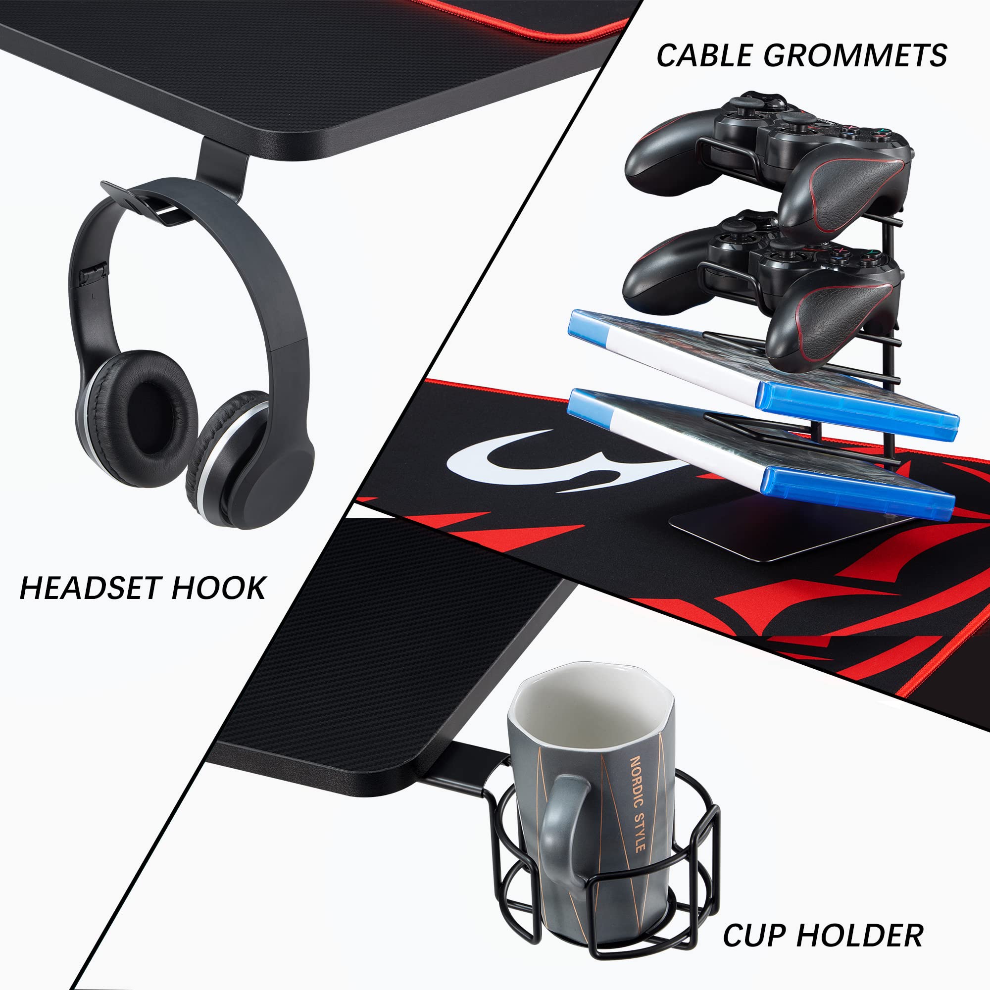 EUREKA ERGONOMIC Gaming Desk 120 * 60cm XShaped Computer Gaming Desk with Free Mousepad