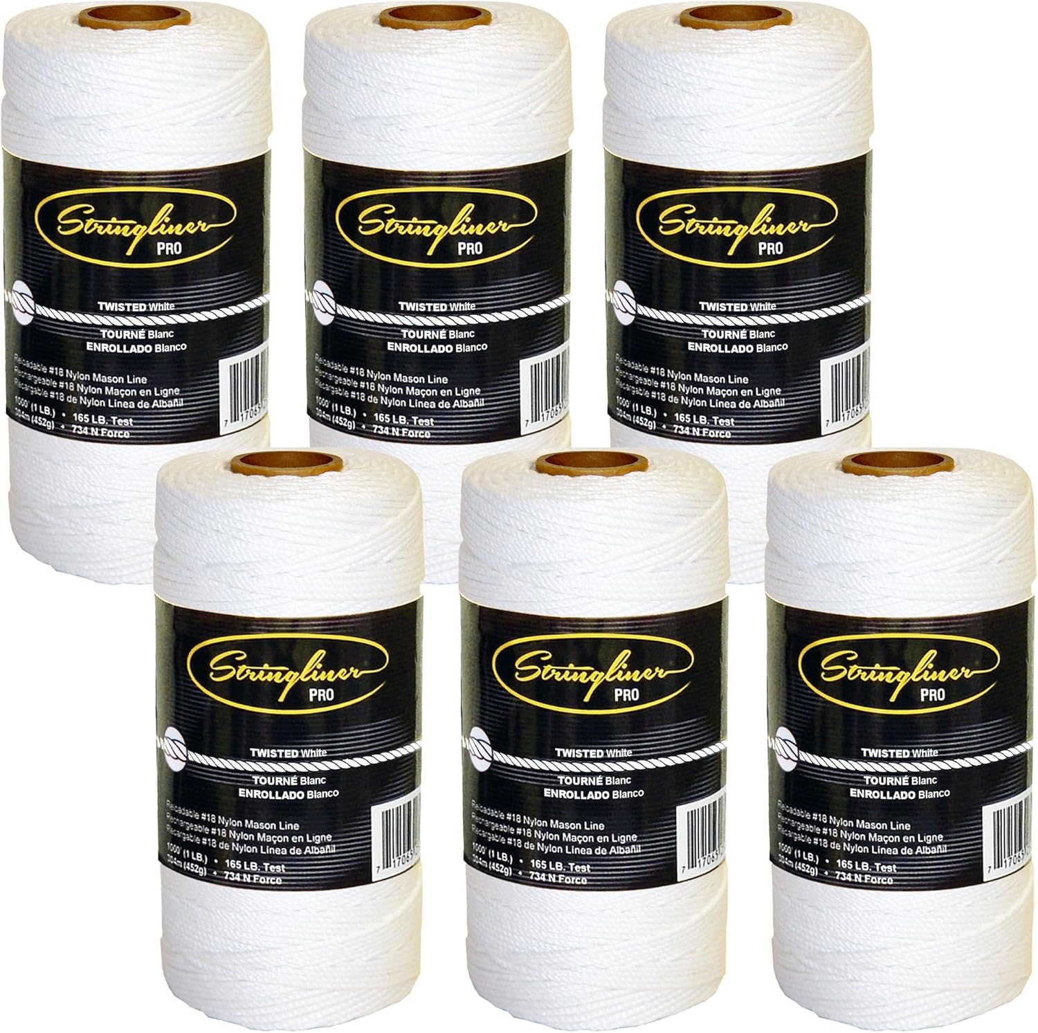 35703 Mason’s Line Replacement Rolls – 1 Lb. #18 Construction Replacement Roll Twisted White 1080'. (6 Pack)