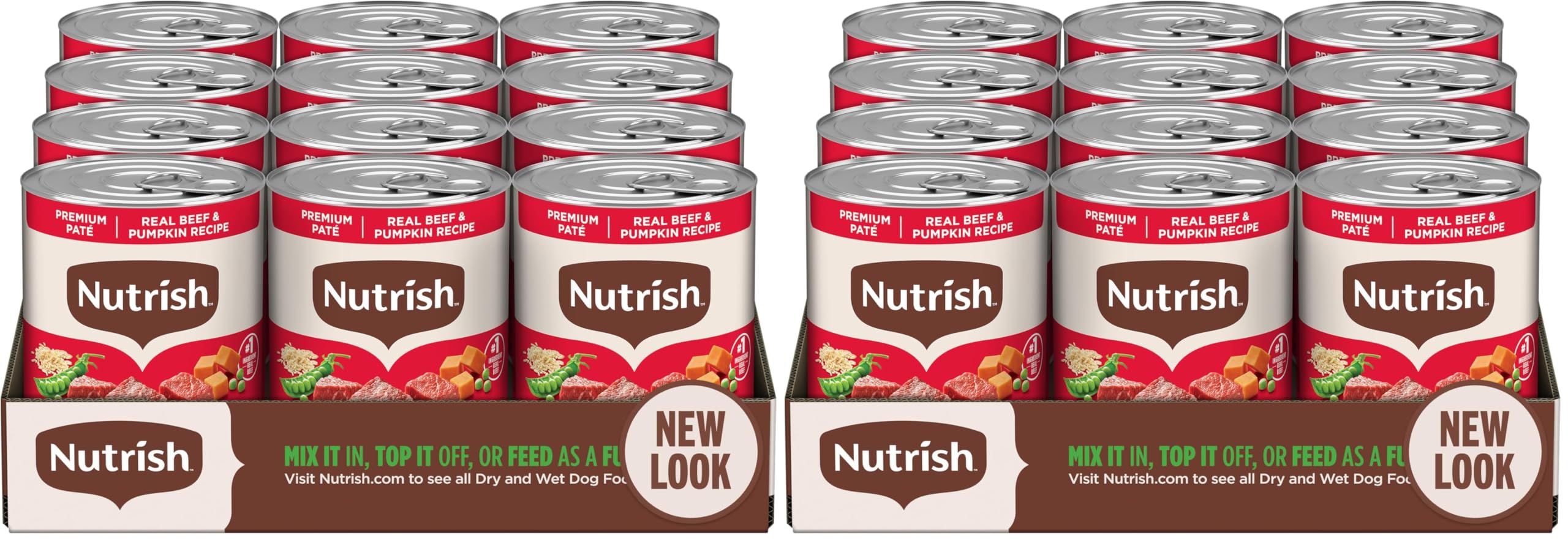 Nutrish Real Beef &amp; Pumpkin Recipe Whole Health Blend Premium Paté Wet Dog Food,13 oz. Can,Packaging May Vary (Rachael Ray),(Pack of 24)
