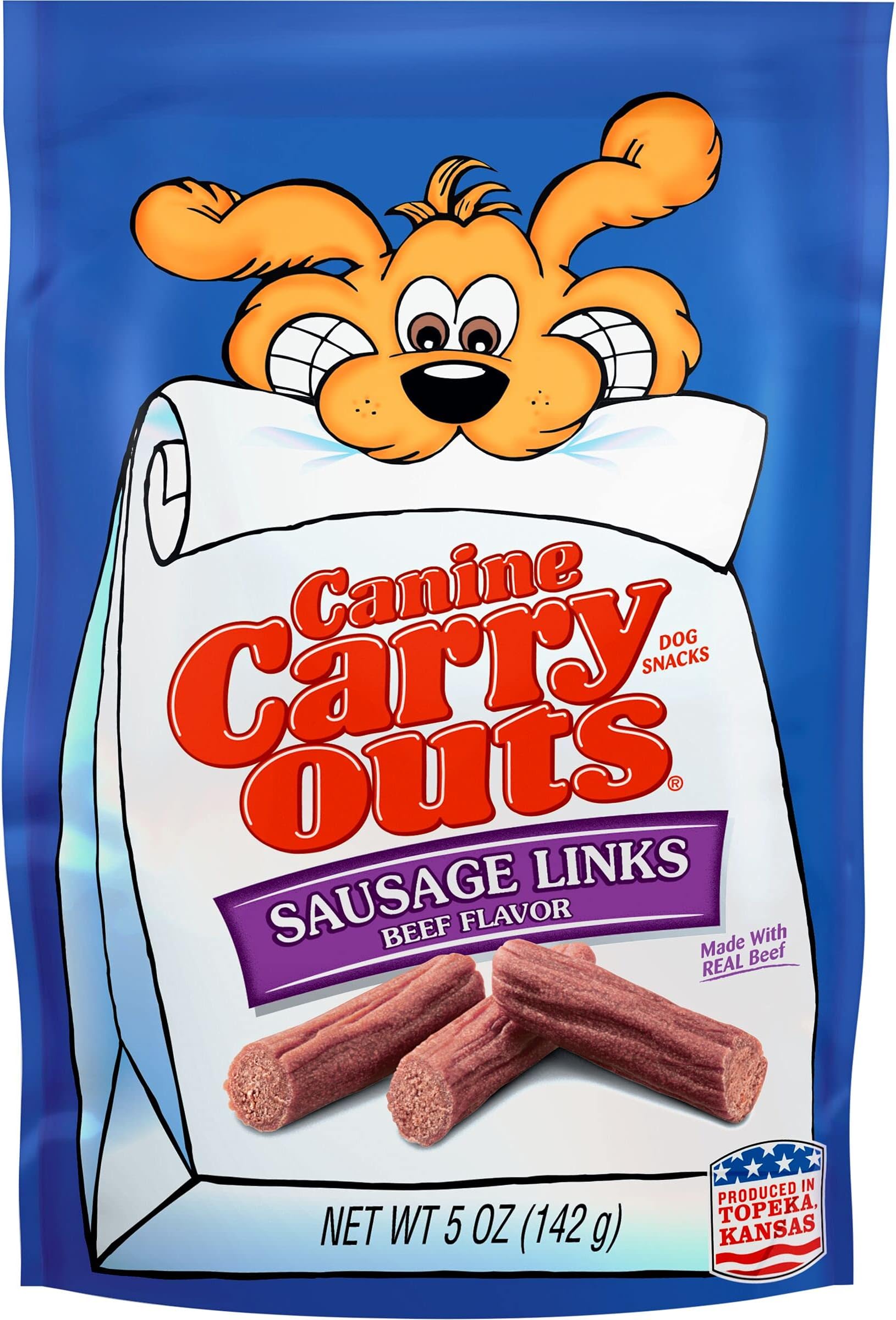 Canine Carry Outs Sausage Links Beef Flavor Dog Snacks, 5 Ounce Bag