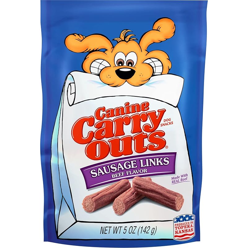 Petisco para cães sabor carne bovina Canine Carry Outs Sausage Links, 142 g